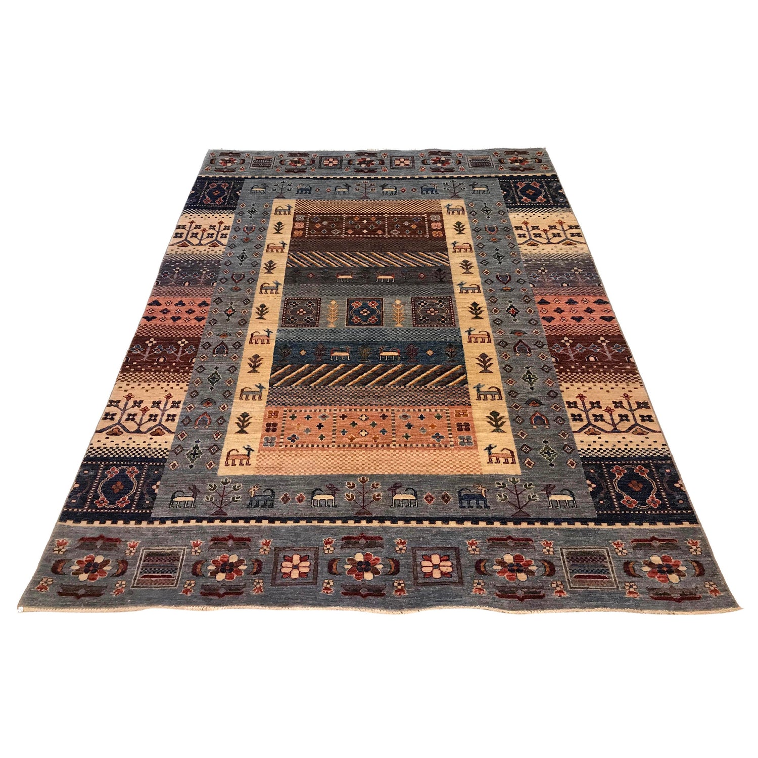 Persian Style Shikargah Carpet 5' 8" x 7' 10" (ft) - No. W34041