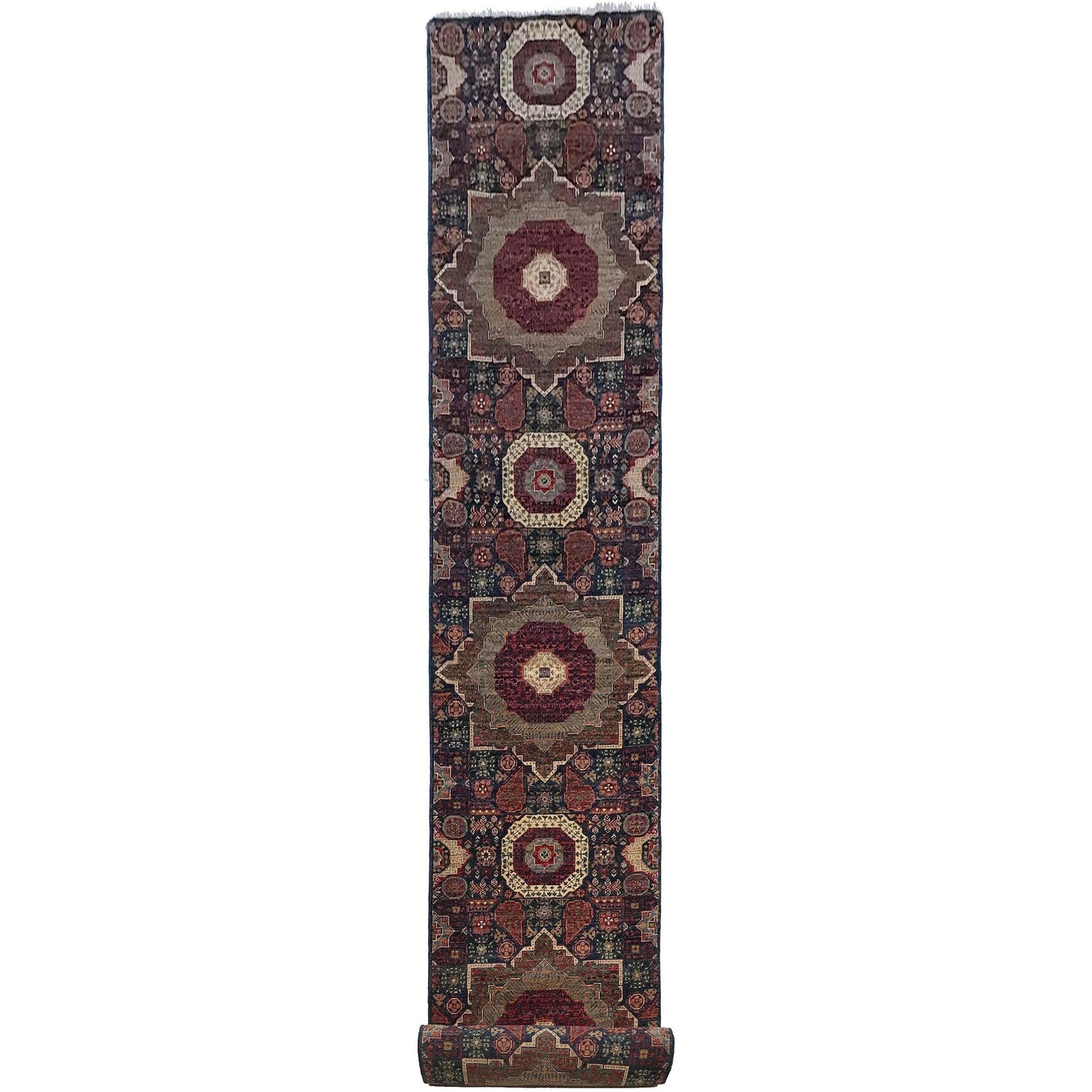 Hand Knotted Mamluk Runner Rug 2' 8" x 17' 3" (ft) - No. W34042