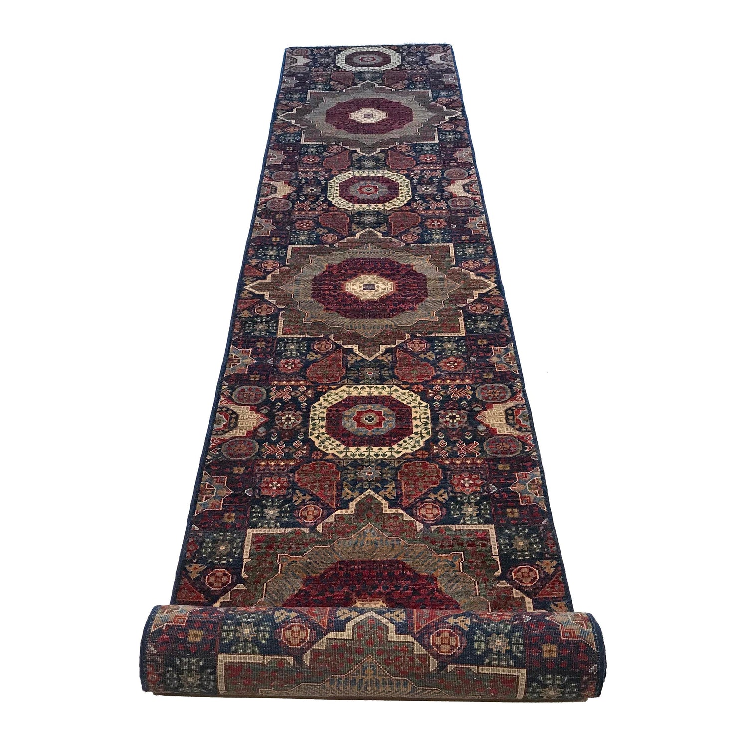 Hand Knotted Mamluk Runner Rug 2' 8" x 17' 3" (ft) - No. W34042