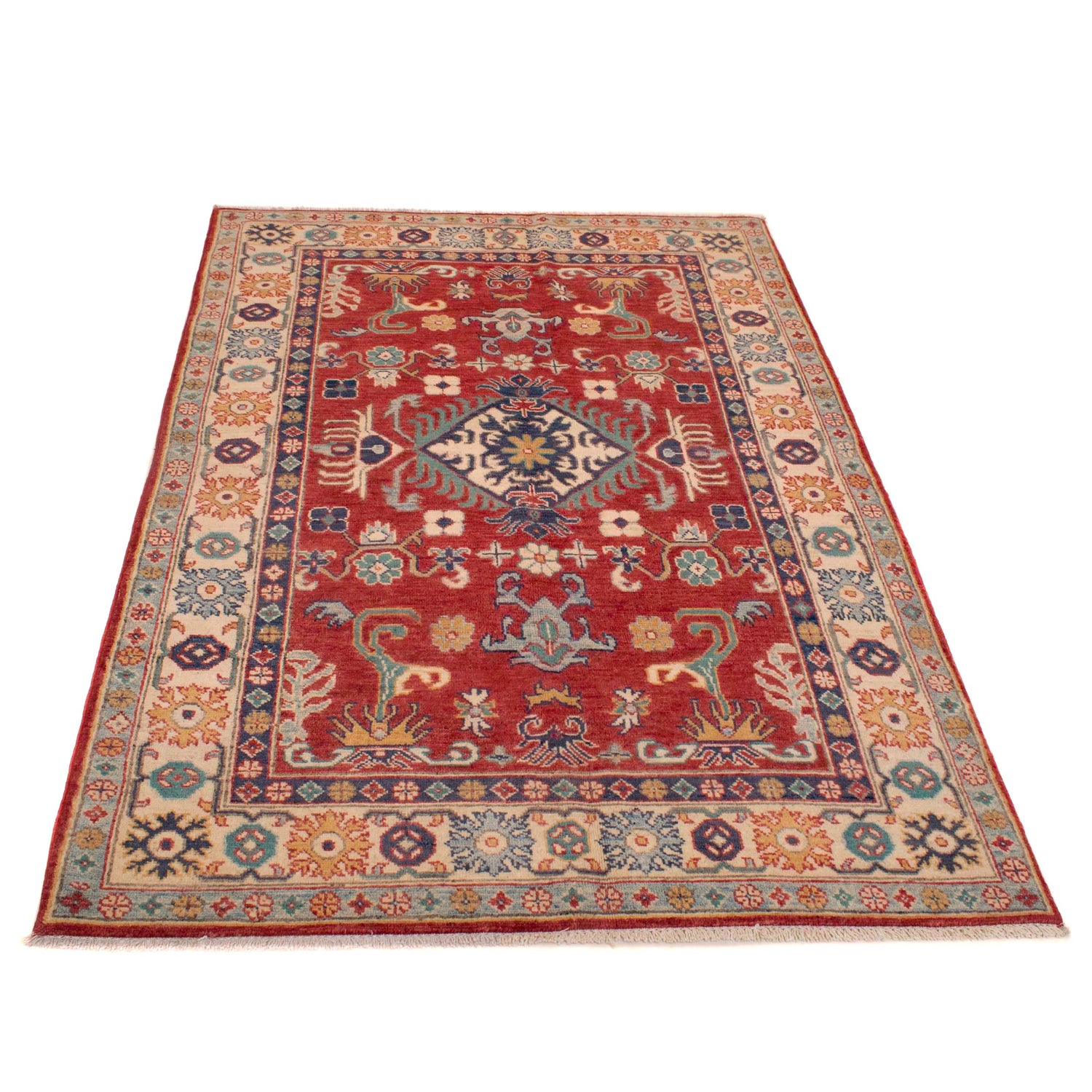 Hand Knotted Kazak Rug 4' 1" x 6' 0" (ft) - No. W34048