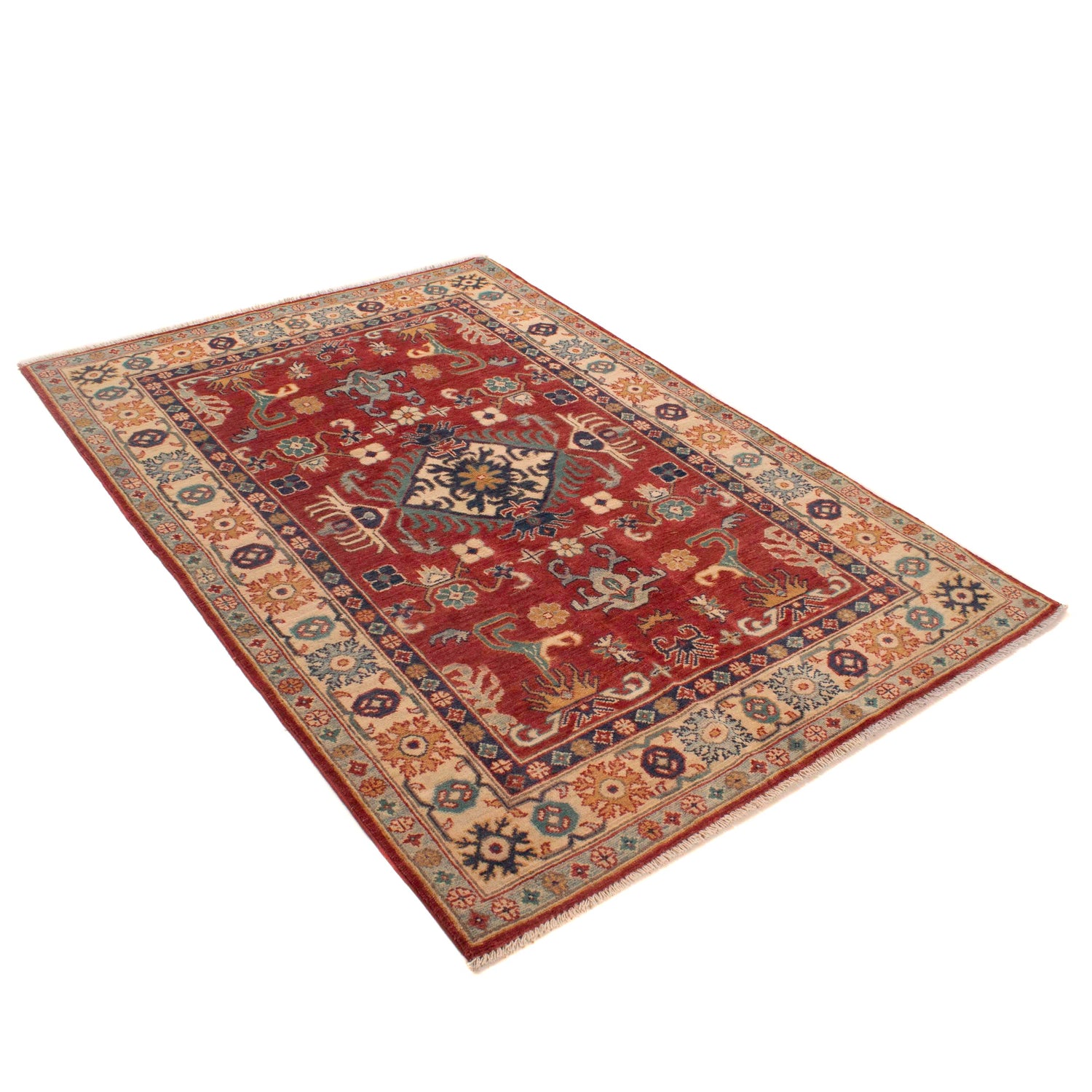 Hand Knotted Kazak Rug 4' 1" x 6' 0" (ft) - No. W34048