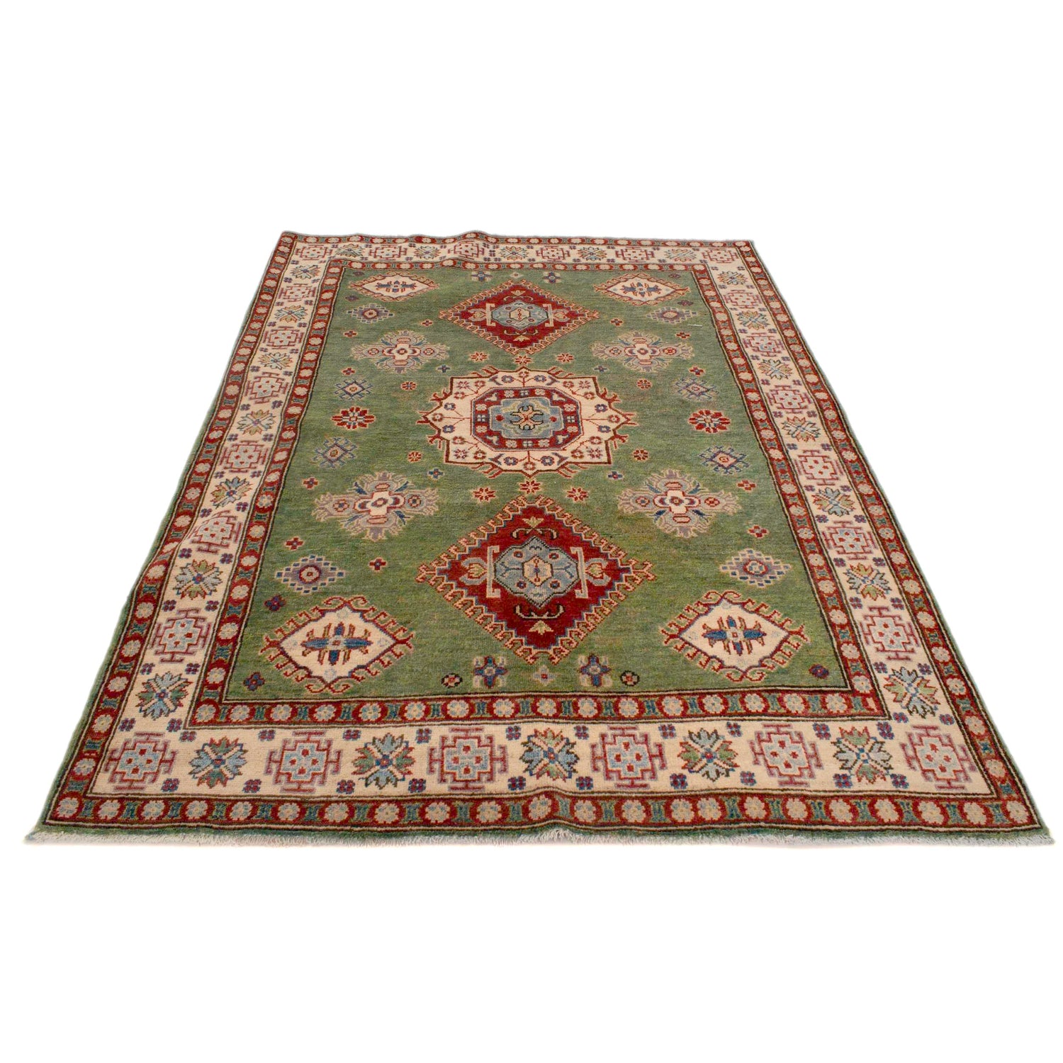 Green Color Kazak Rug 4' 11" x 6' 7" (ft) - No. W34055