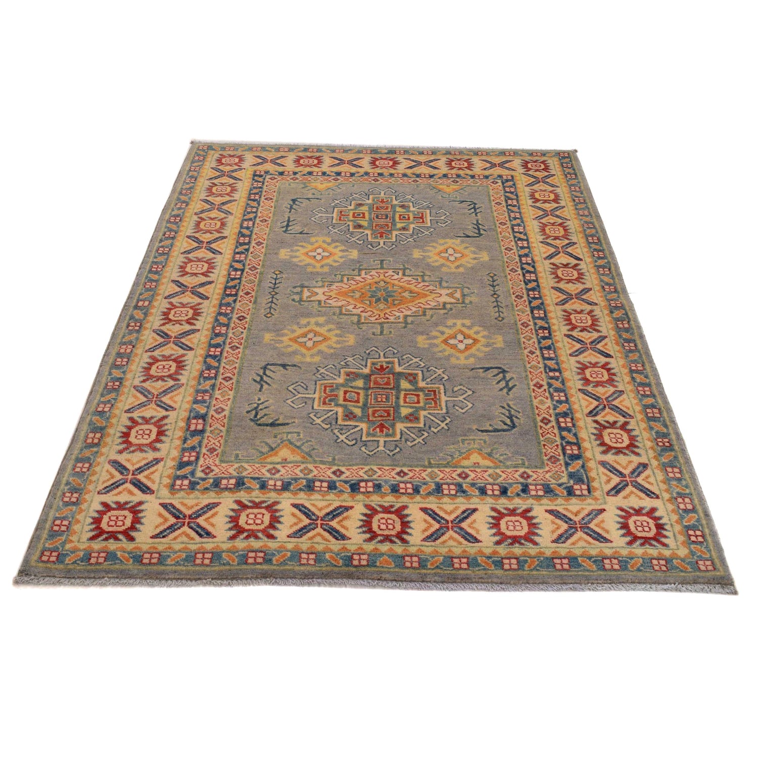 Hand Knotted Kazak Rug 4' 2" x 5' 11" (ft) - No. W34063