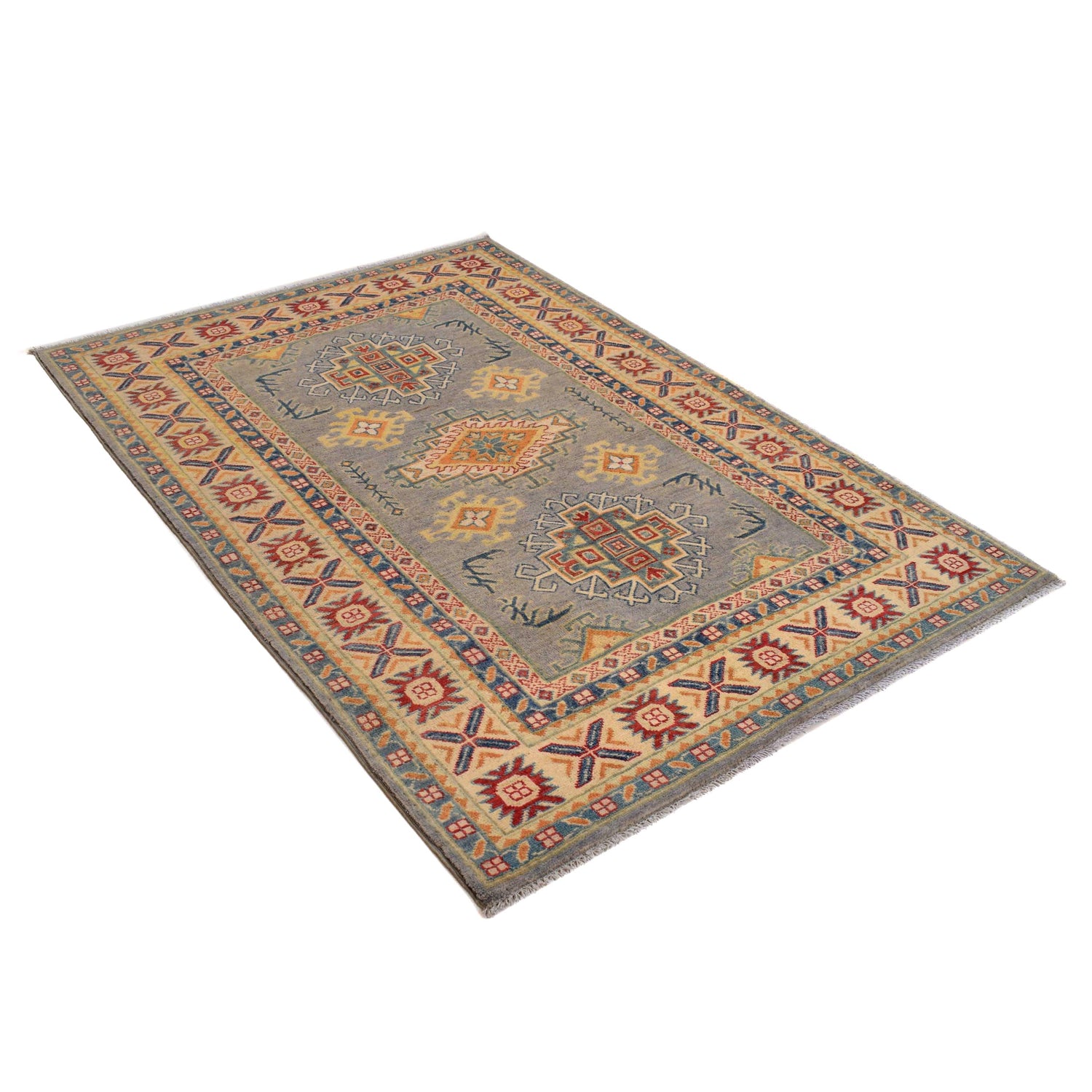 Hand Knotted Kazak Rug 4' 2" x 5' 11" (ft) - No. W34063