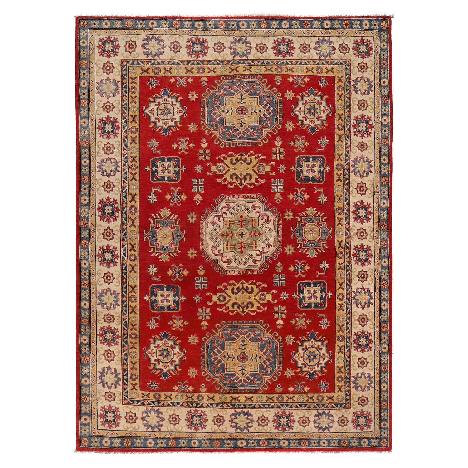 Red Color Kazak Carpet 6' 7" x 8' 11" (ft) - No. W34067