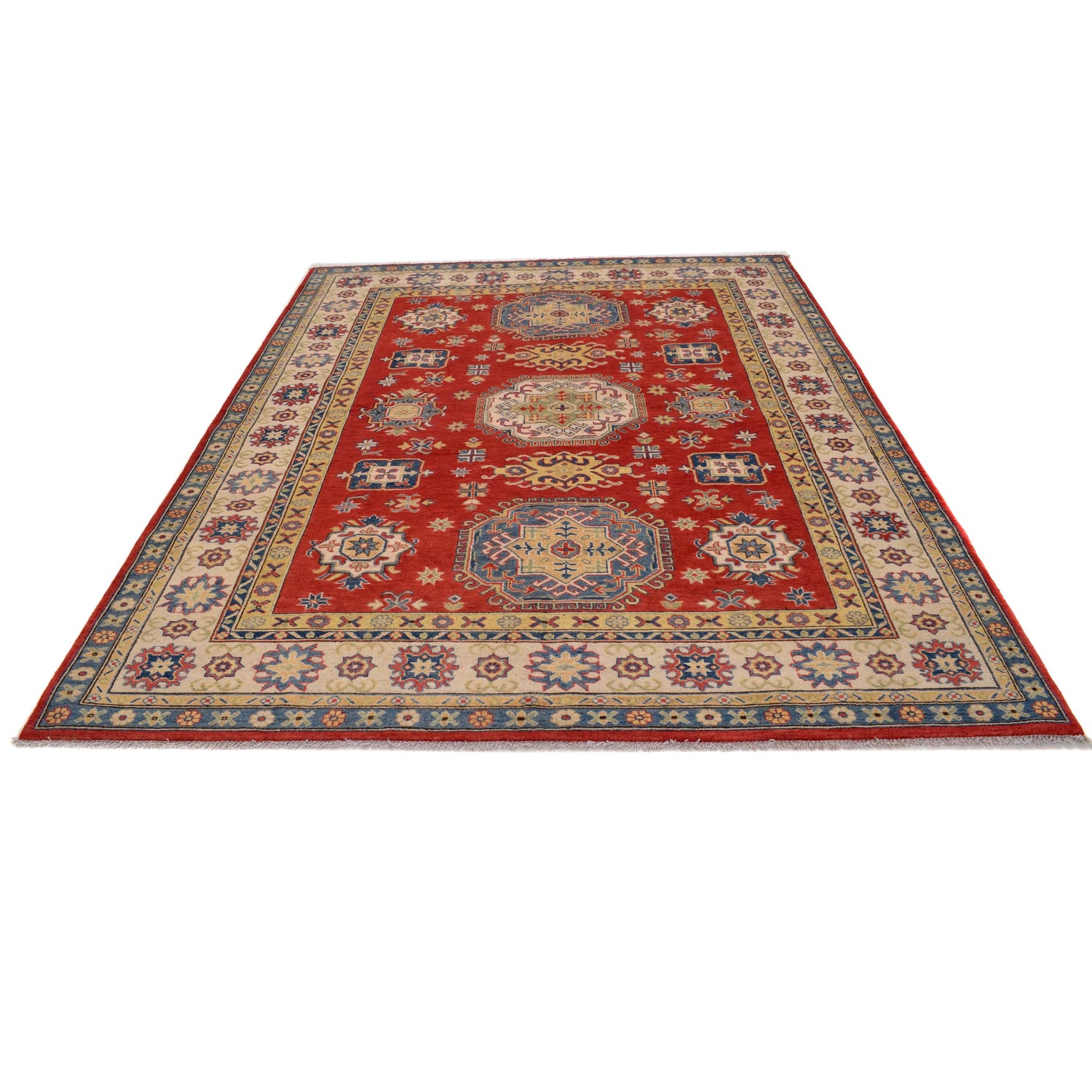 Red Color Kazak Carpet 6' 7" x 8' 11" (ft) - No. W34067
