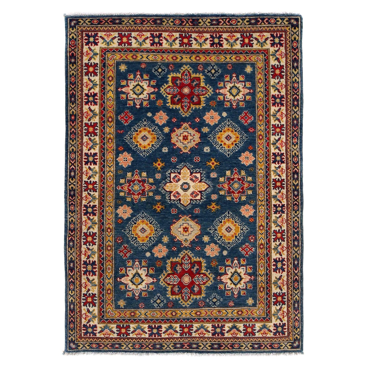 Hand Knotted Kazak Rug 4' 0" x 5' 9" (ft) - No. W34069