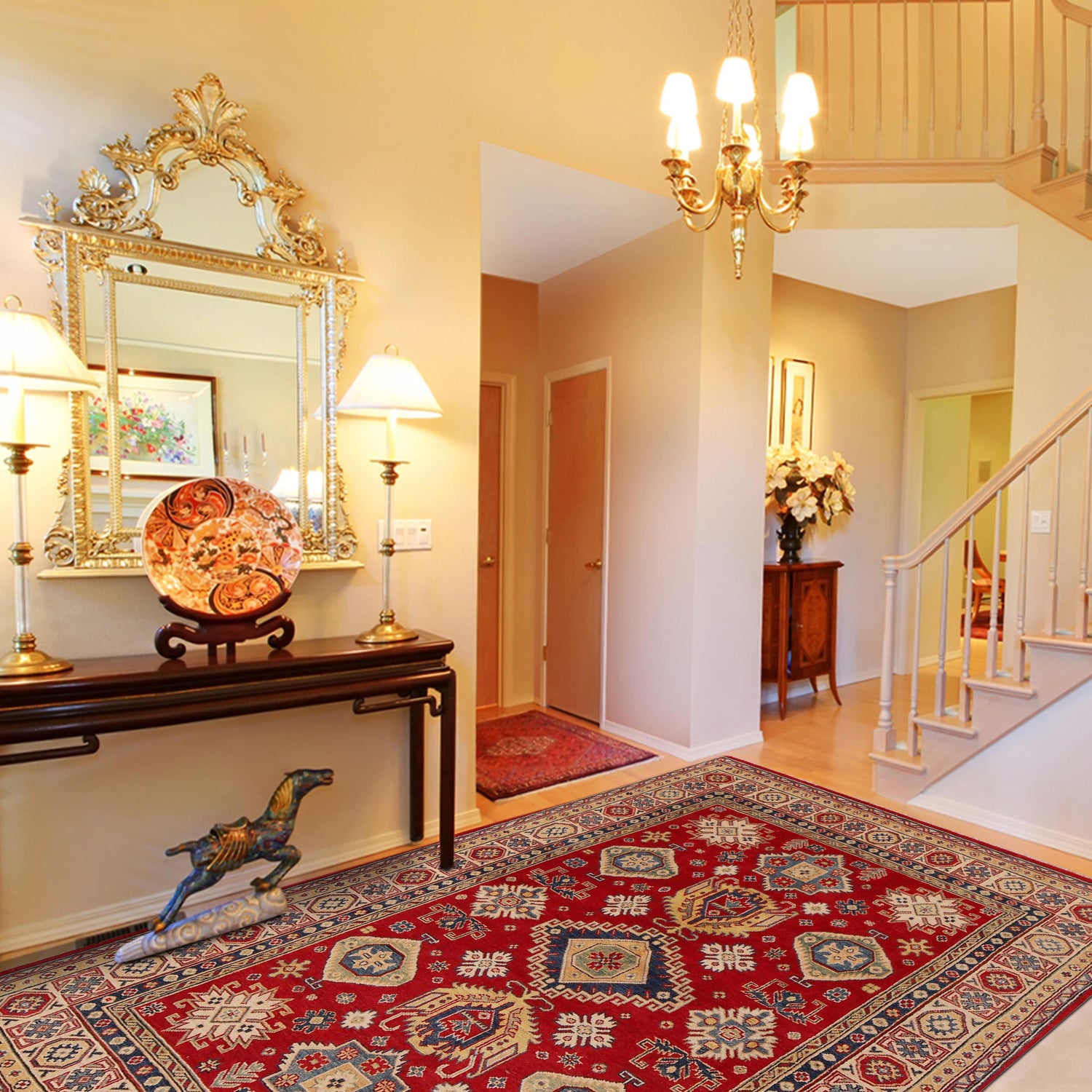 Red Color Kazak Rug 5' 7" x 7' 7" (ft) - No. W34072