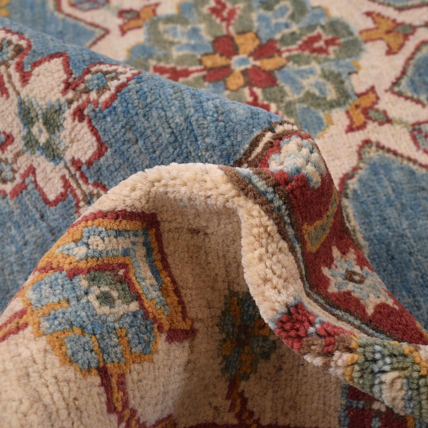 Blue Color Kazak Carpet 6' 7" x 9' 3" (ft) - No. W34076