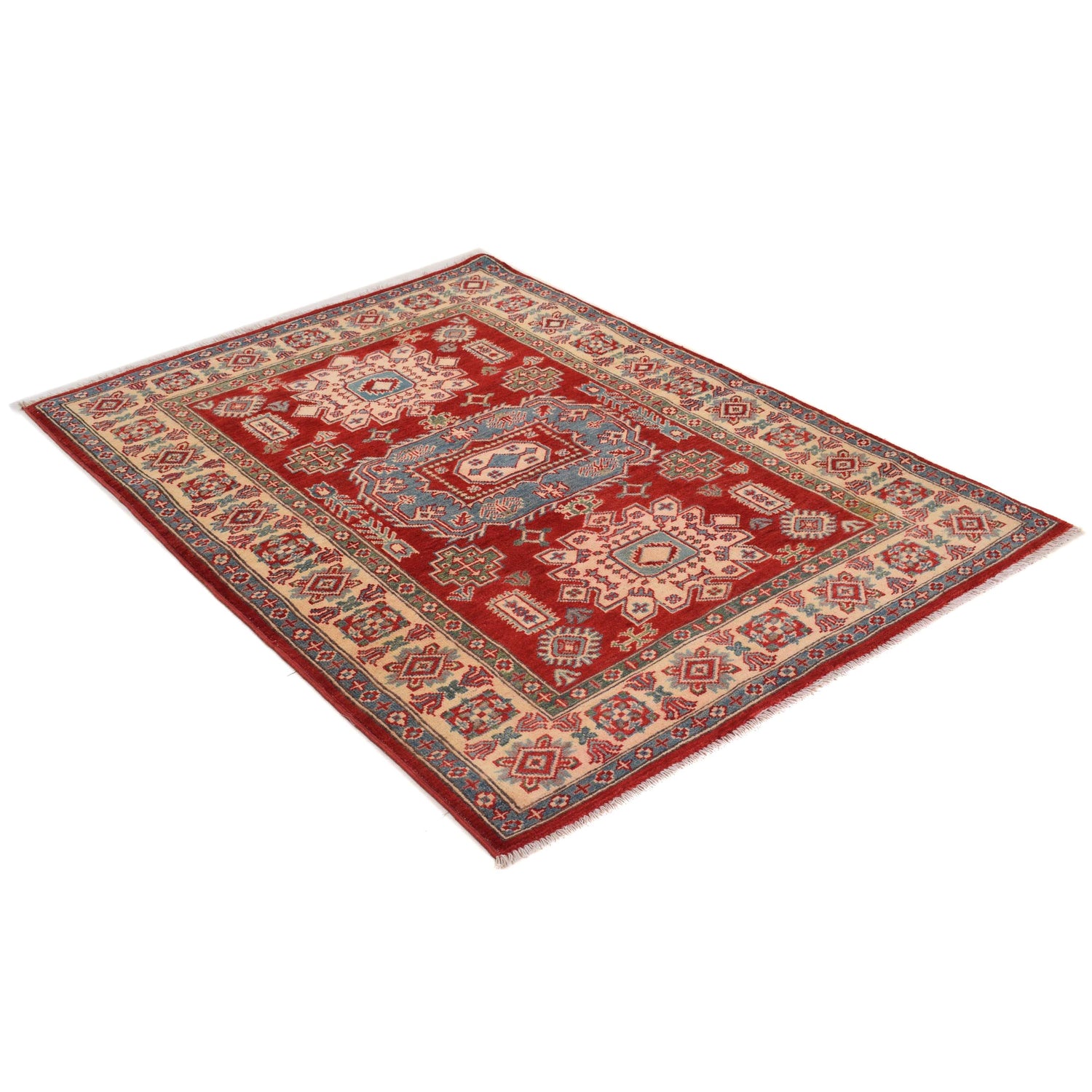 Red Color Kazak Rug 3' 10" x 5' 4" (ft) - No. W34077
