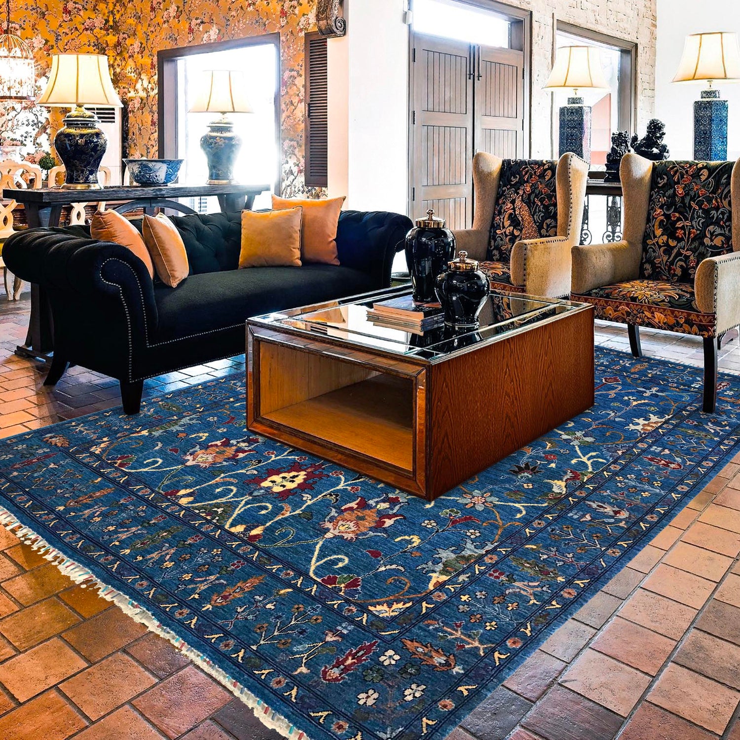 Blue Color Sultani Carpet 8' 3" x 9' 8" (ft) - No. W34083