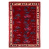 Dark Red Color War Rug 4' 2" x 6' 2" (ft) - No. W34101