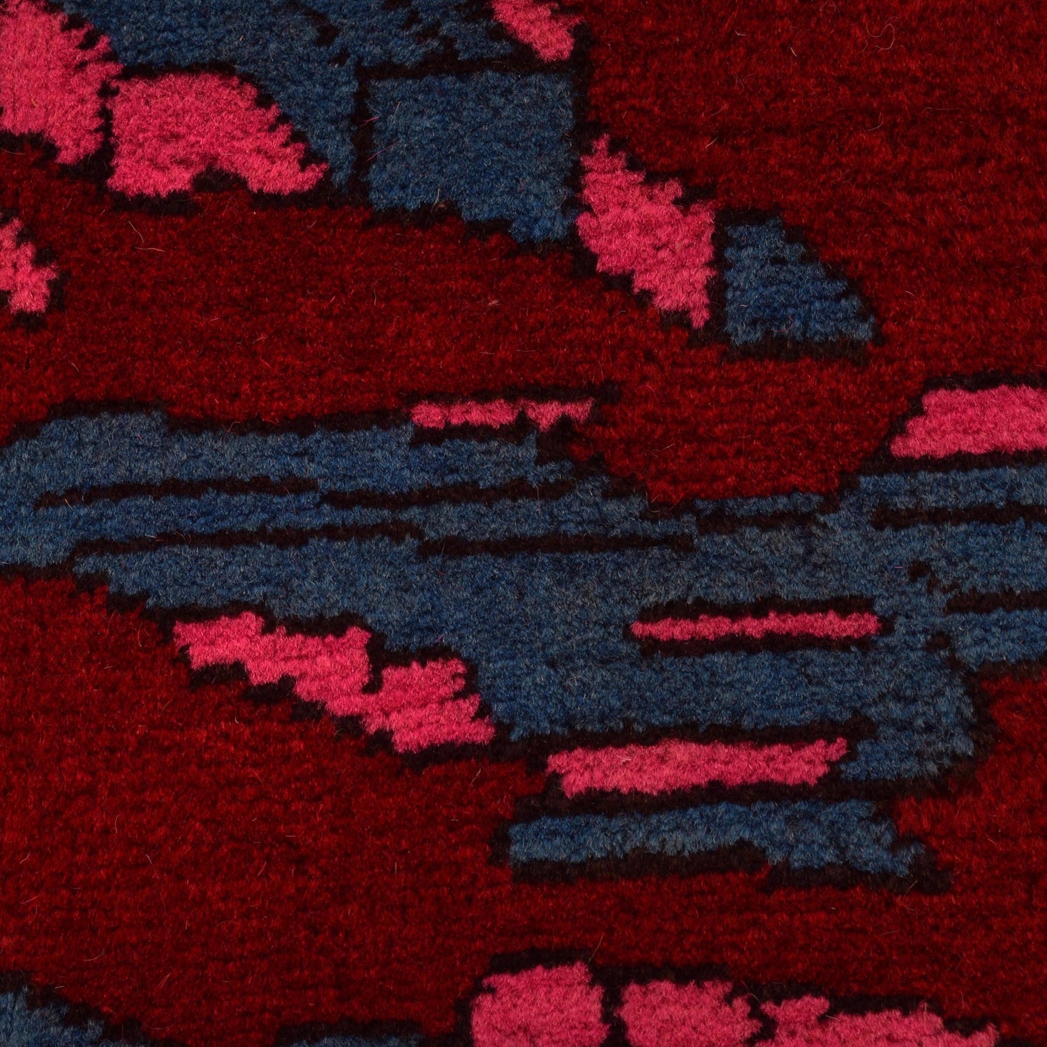 Dark Red Color War Rug 4' 2" x 6' 2" (ft) - No. W34101