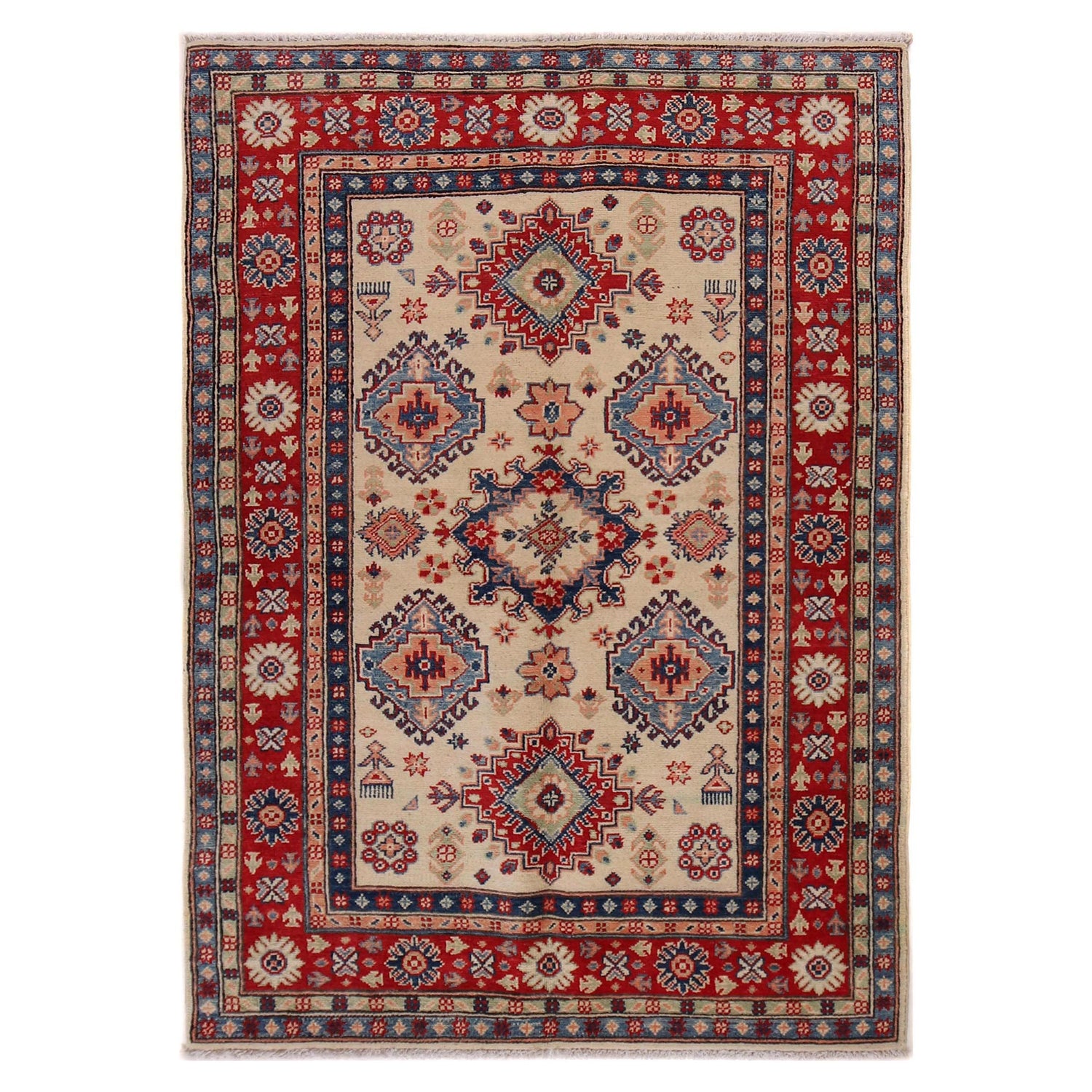 Ivory Color Kazak Rug 3' 11" x 5' 10" (ft) - No. W34118