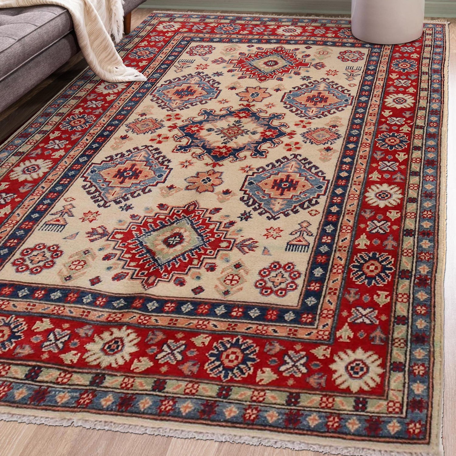 Ivory Color Kazak Rug 3' 11" x 5' 10" (ft) - No. W34118