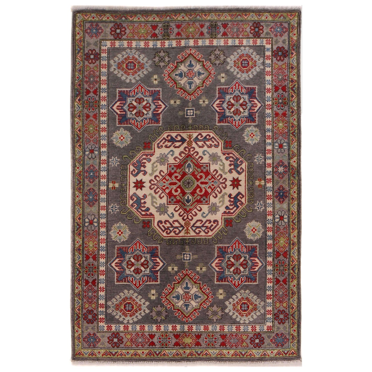Hand Knotted Kazak Rug 3' 11" x 6' 0" (ft) - No. W34119