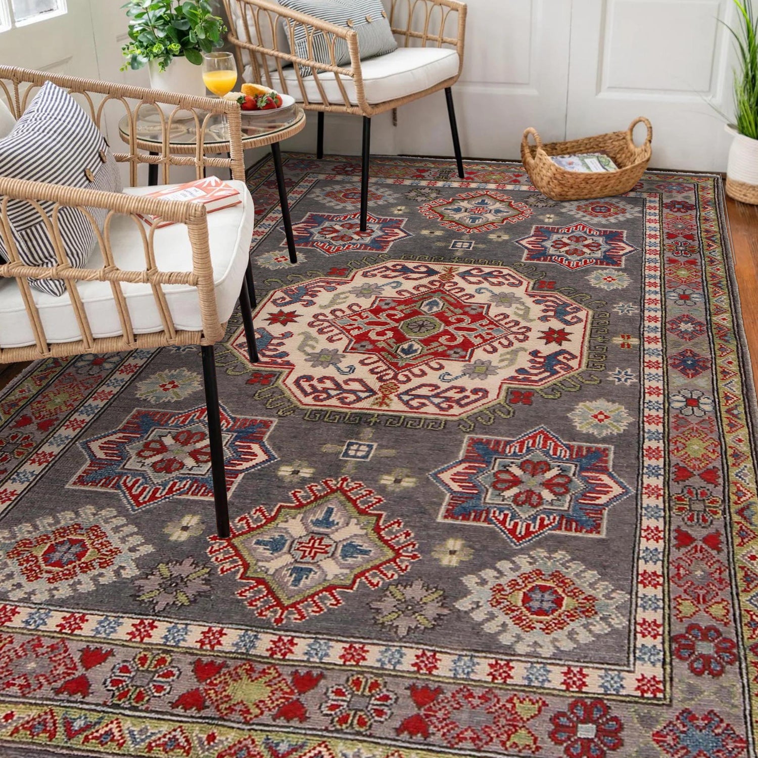 Hand Knotted Kazak Rug 3' 11" x 6' 0" (ft) - No. W34119