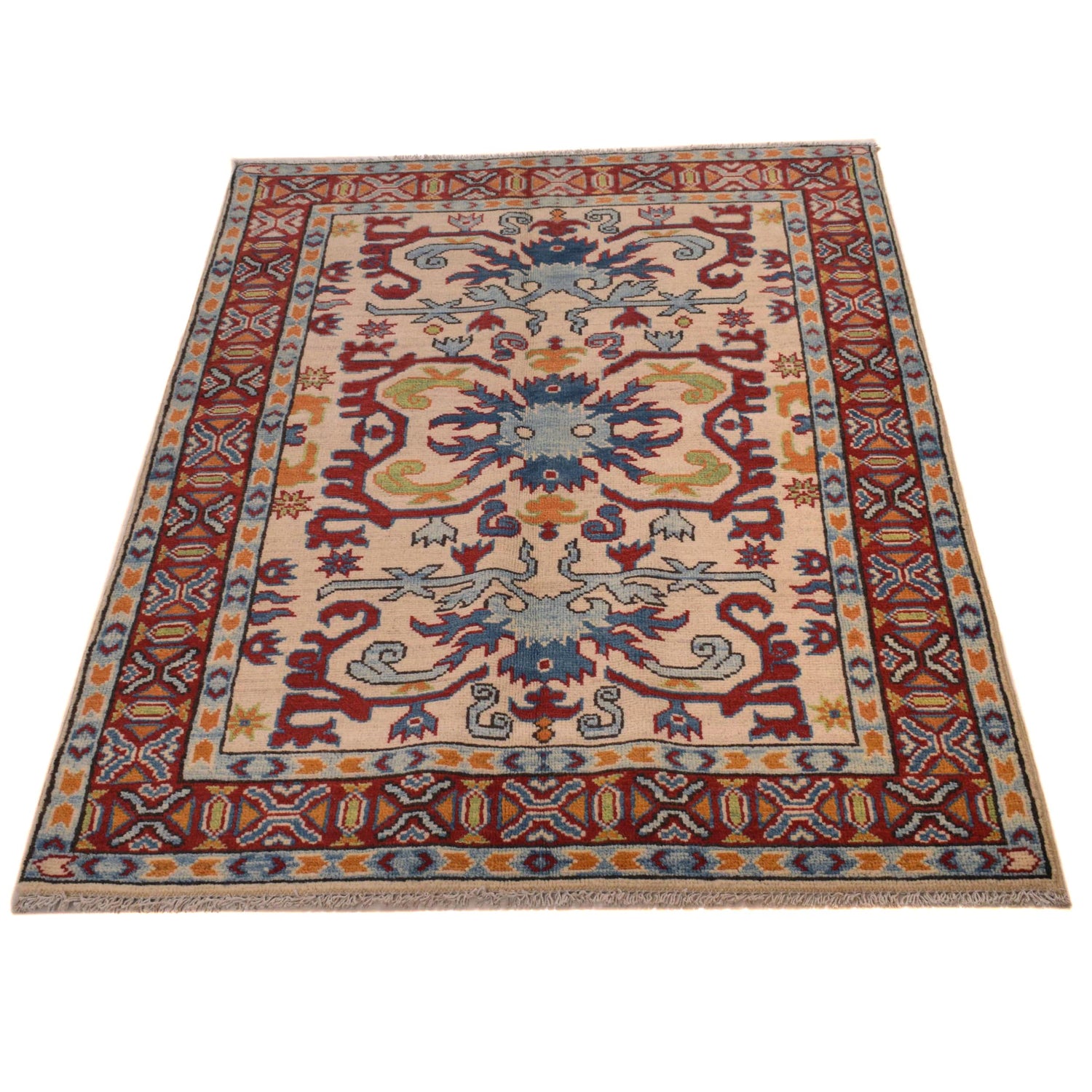 Hand Knotted Kazak Rug 3' 3" x 5' 1" (ft)- No. W34122