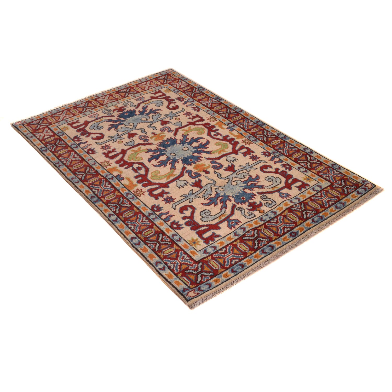Hand Knotted Kazak Rug 3' 3" x 5' 1" (ft)- No. W34122