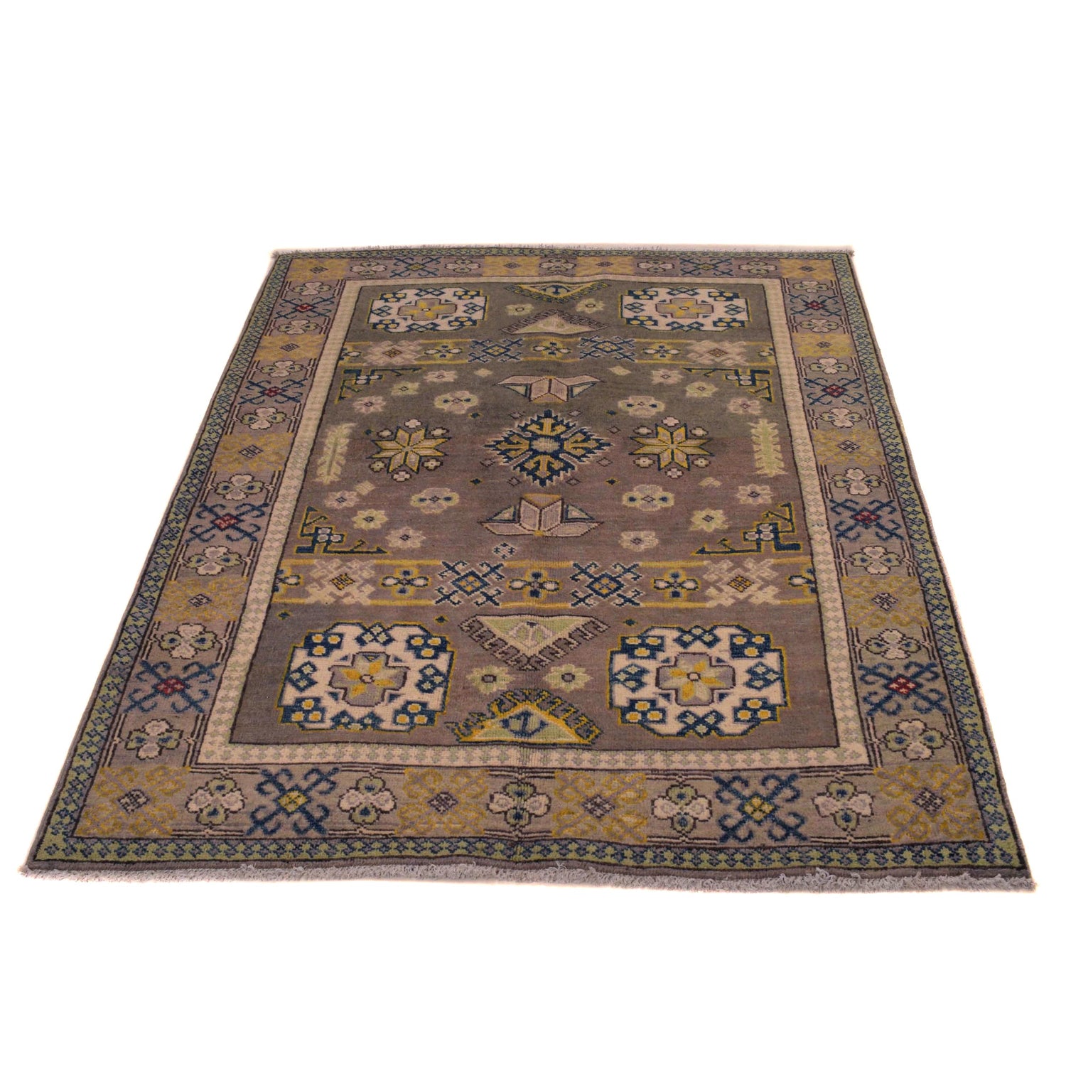 Grey Color Kazak Rug 4' 0" x 5' 7" (ft) - No. W34124