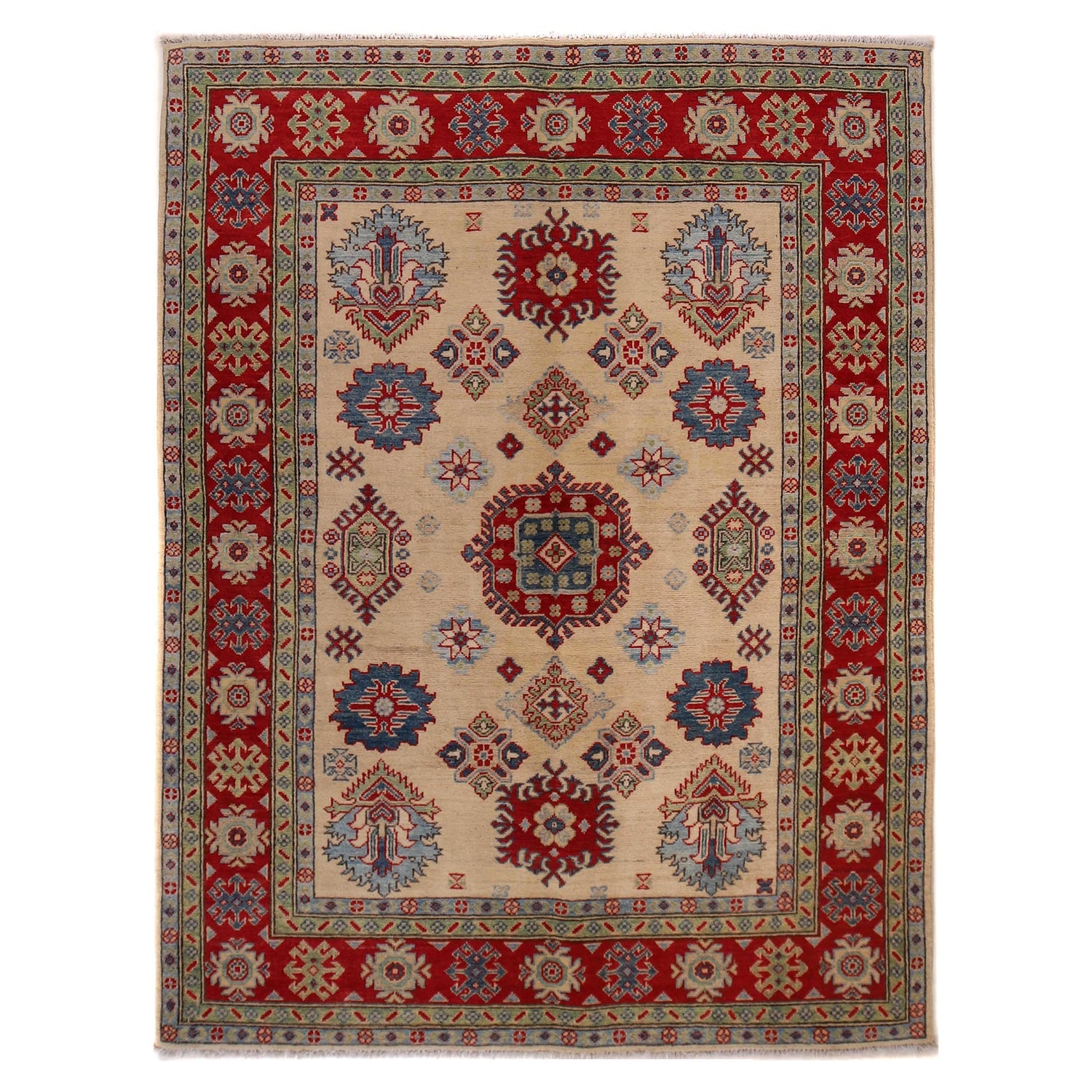 Hand Knotted Kazak Rug 4' 10" x 6' 4" (ft) - No.W34125