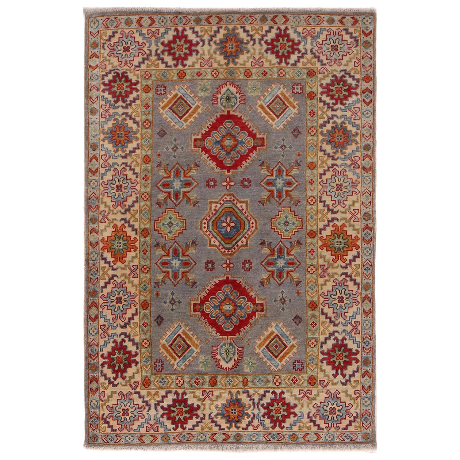Grey Color Kazak Rug  3' 5" x 5' 1" (ft)- No. W34127
