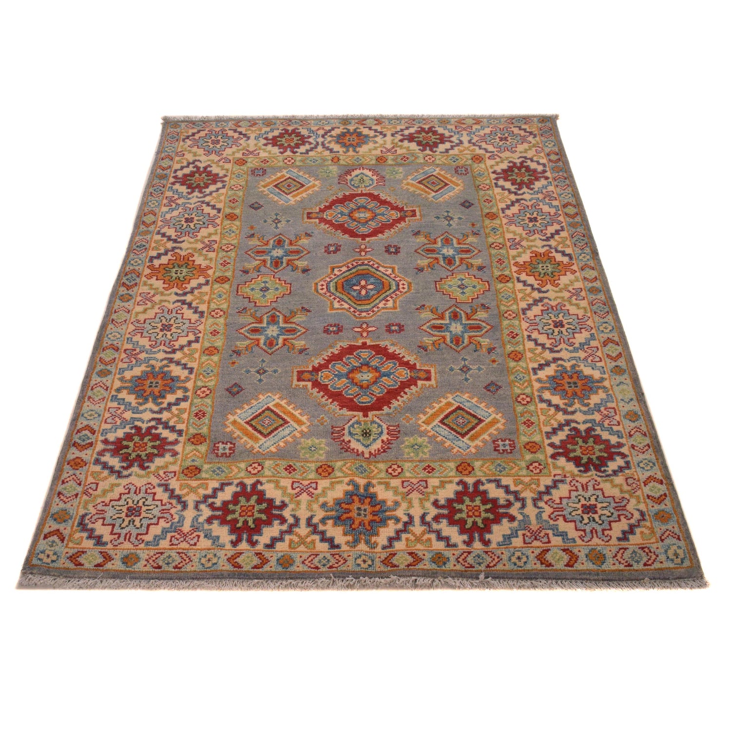 Grey Color Kazak Rug  3' 5" x 5' 1" (ft)- No. W34127