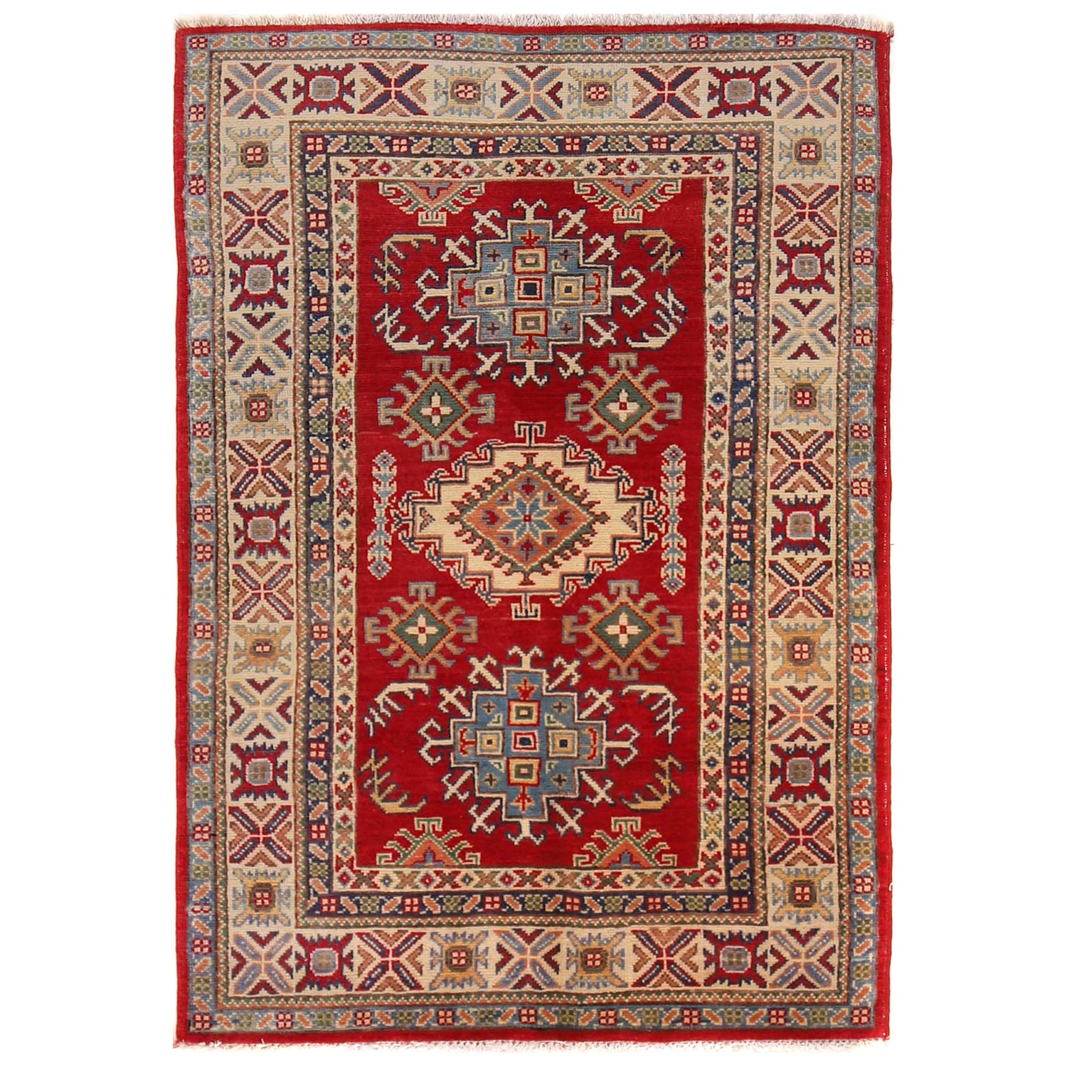 Hand Knotted Kazak Rug  3' 3" x 5' 2" (ft)- No. W34130