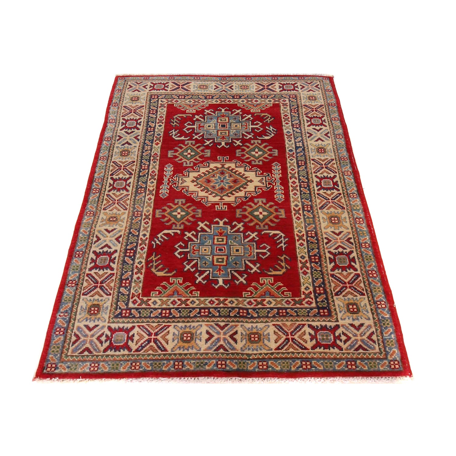 Hand Knotted Kazak Rug  3' 3" x 5' 2" (ft)- No. W34130
