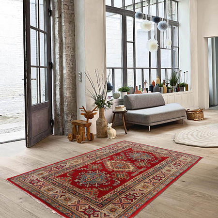 Hand Knotted Kazak Rug  3' 3" x 5' 2" (ft)- No. W34130