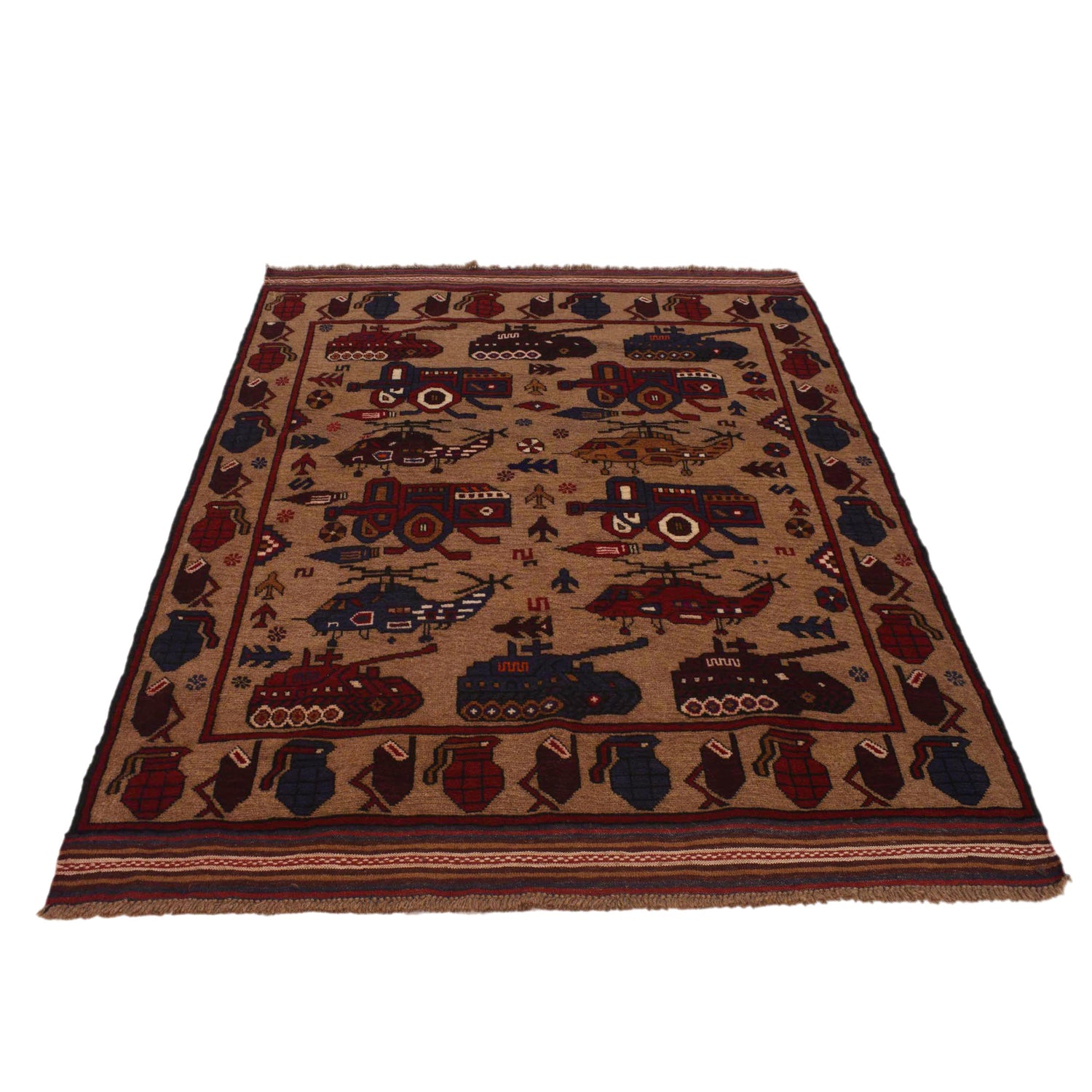 Handmade War Rug 4' 6" x 6' 1" (ft) - No. W34204
