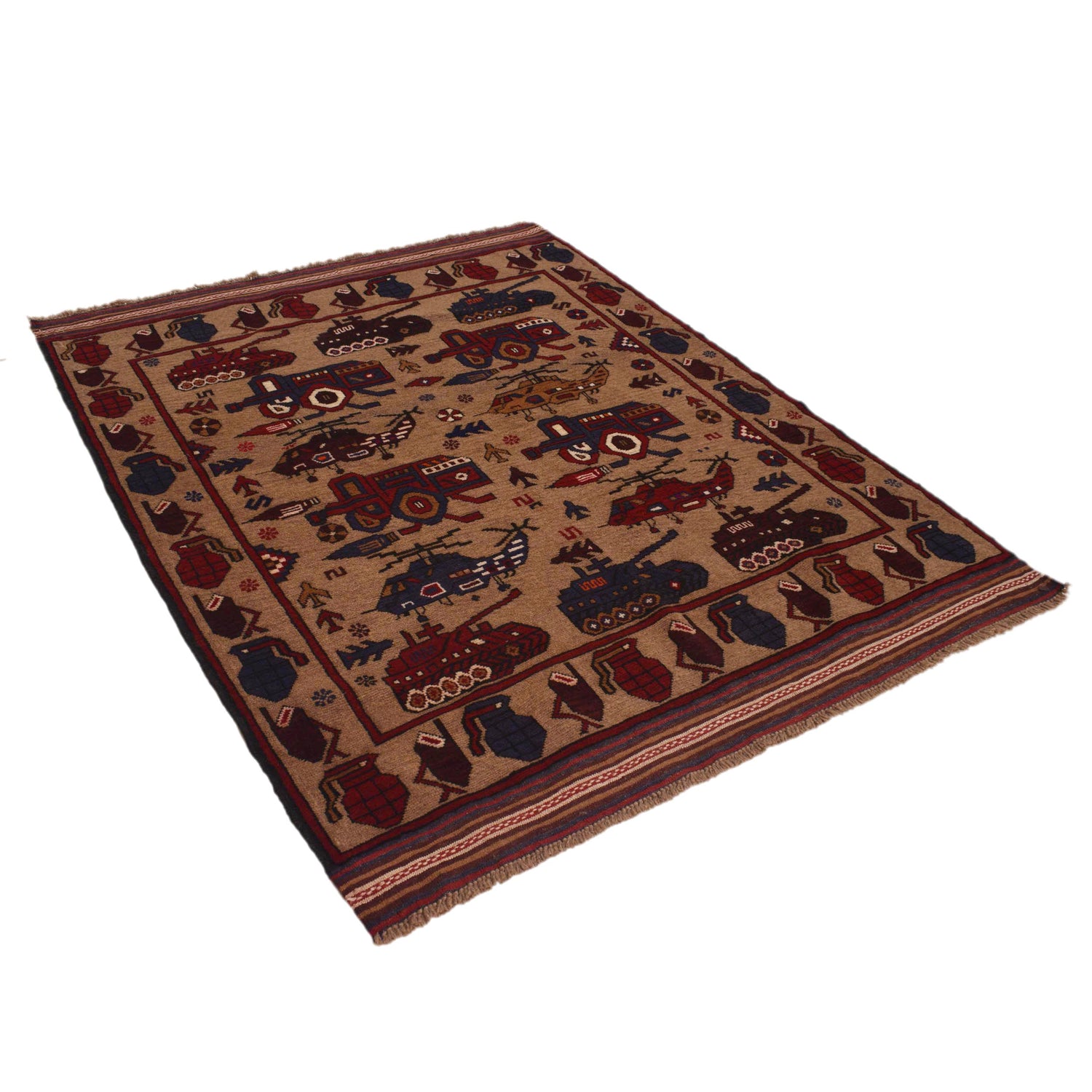Handmade War Rug 4' 6" x 6' 1" (ft) - No. W34204