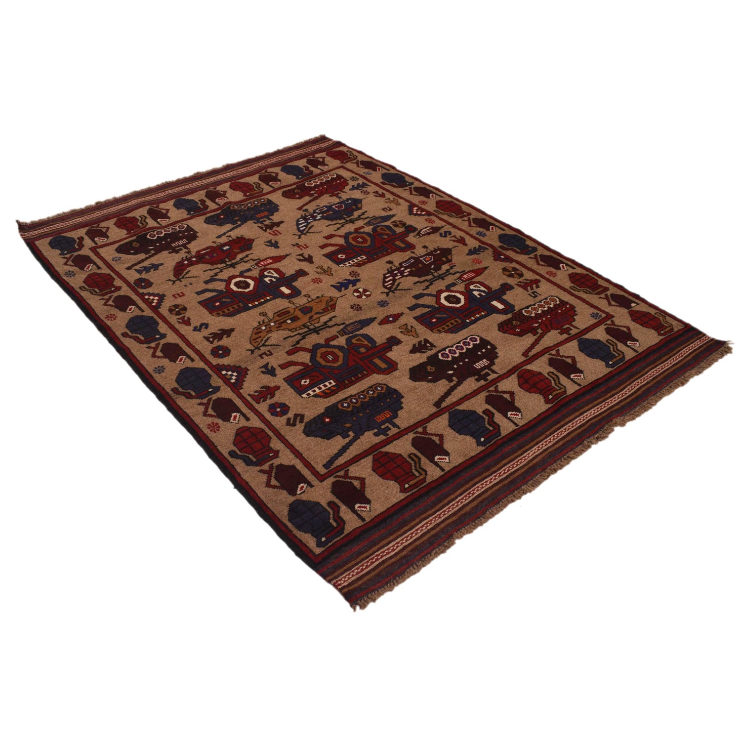 Handmade War Rug 4' 6" x 6' 1" (ft) - No. W34204
