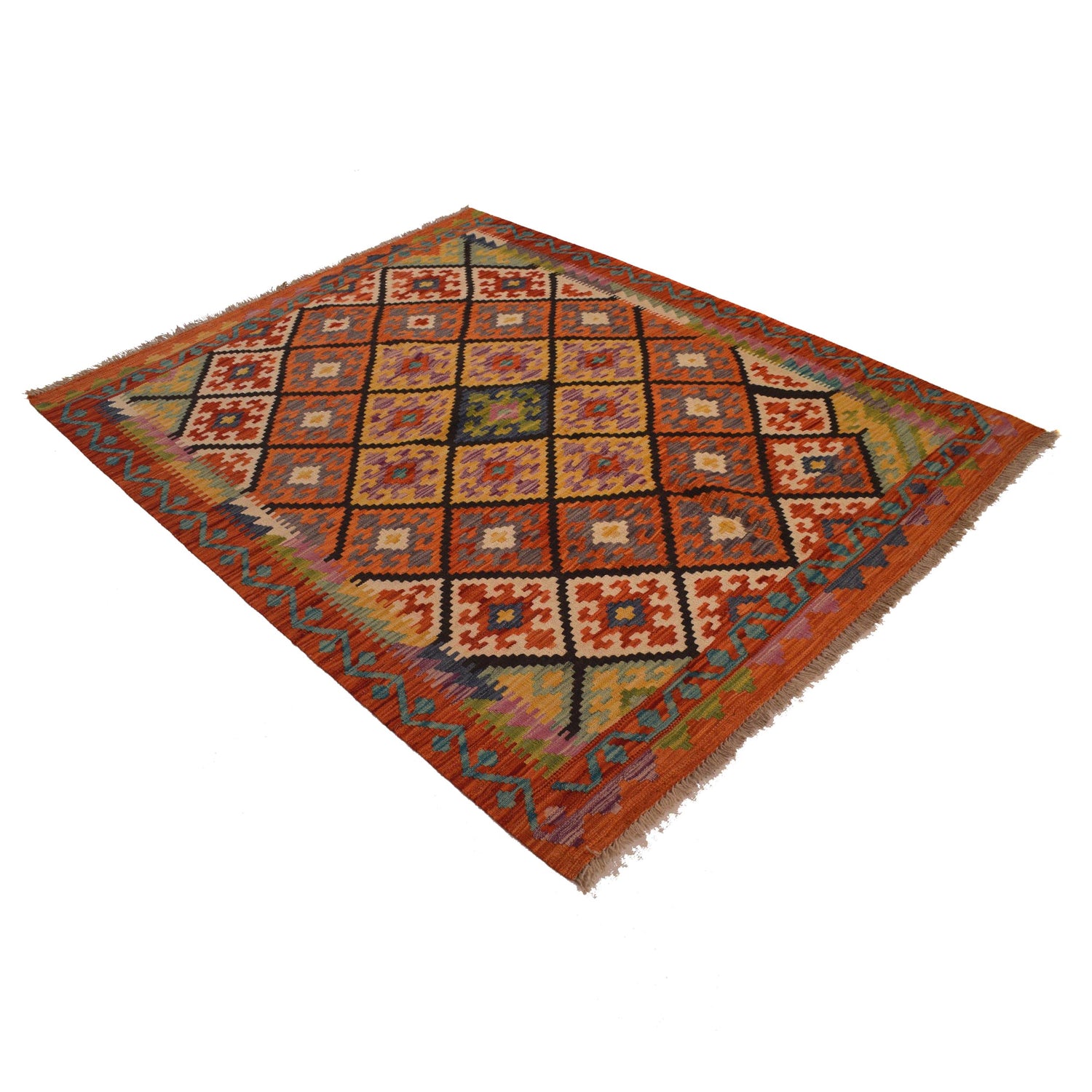 Handmade Vegetable Kelim 5' 0 x 6' 3 (ft) - No. W34755