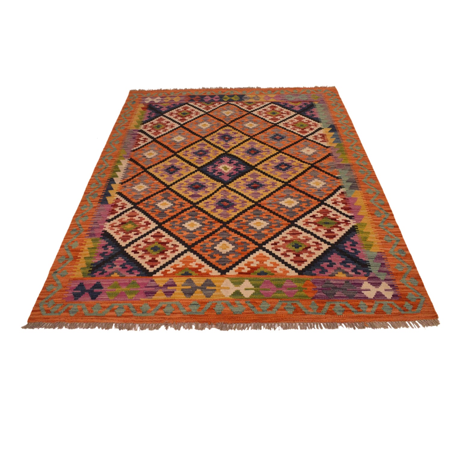 Handmade Vegetable Kilim 4' 11 x 6' 6 (ft) - No. W34757