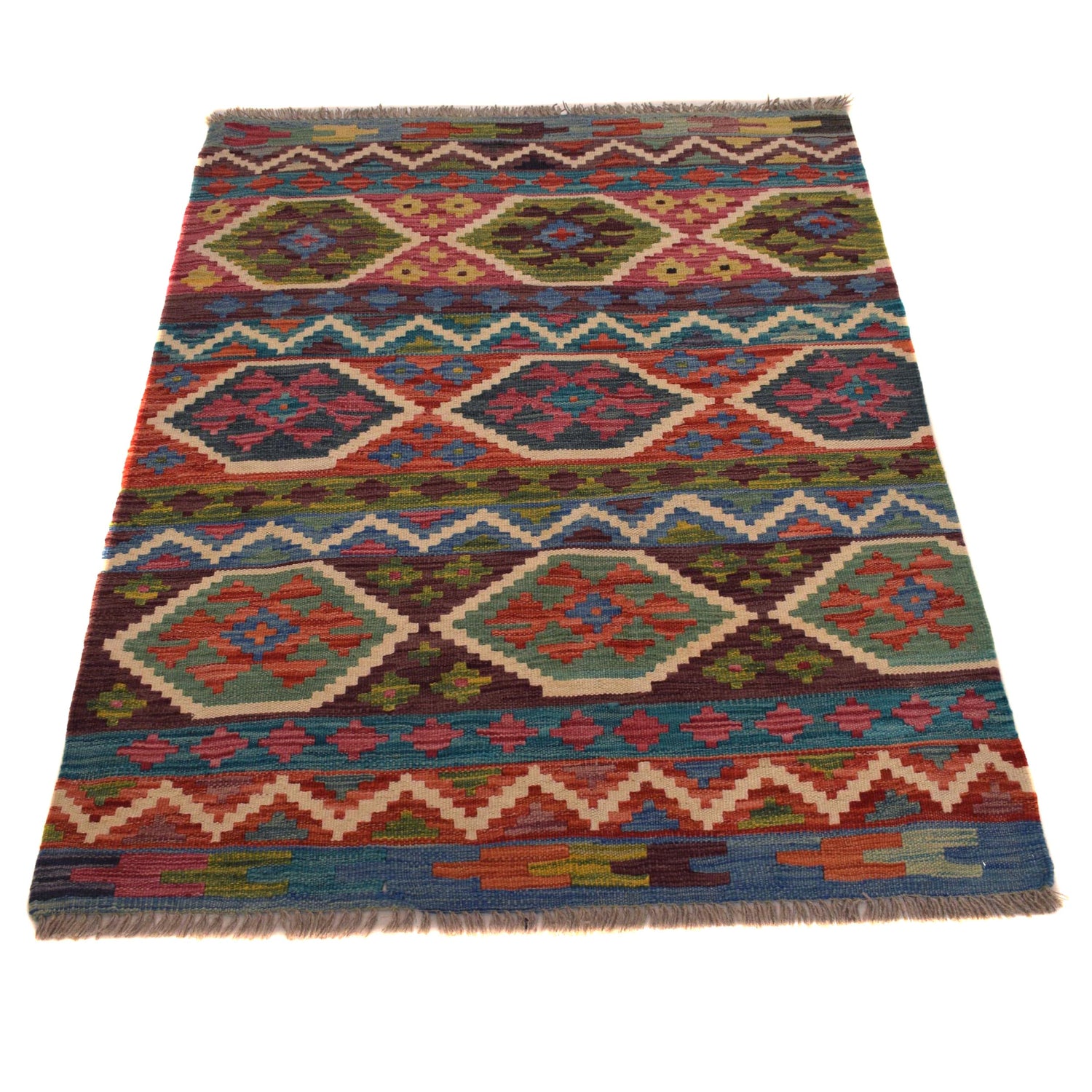 Handmade Vegetable Kilim 3' 2"  x 4' 7" (ft) - No. W34780