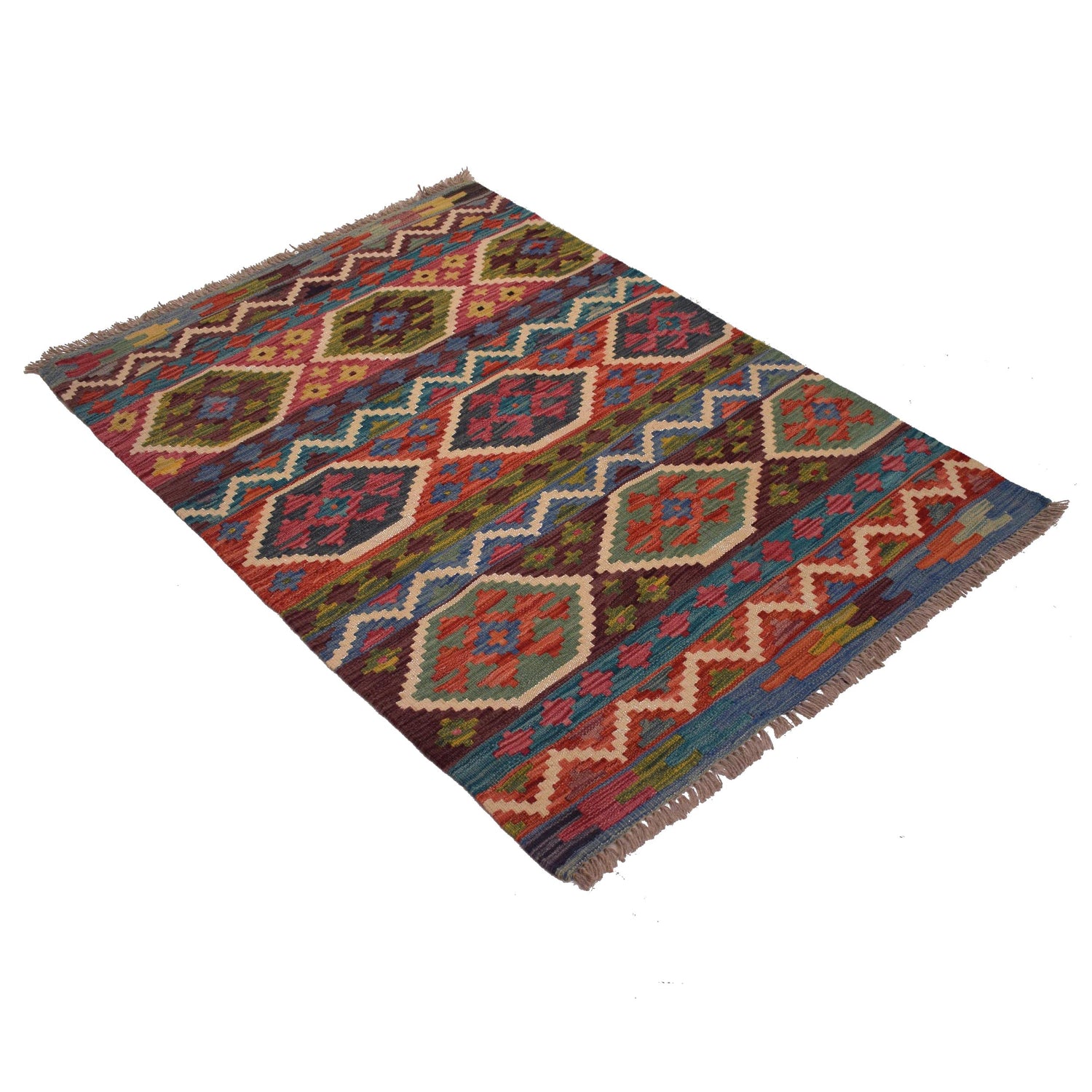 Handmade Vegetable Kilim 3' 2"  x 4' 7" (ft) - No. W34780