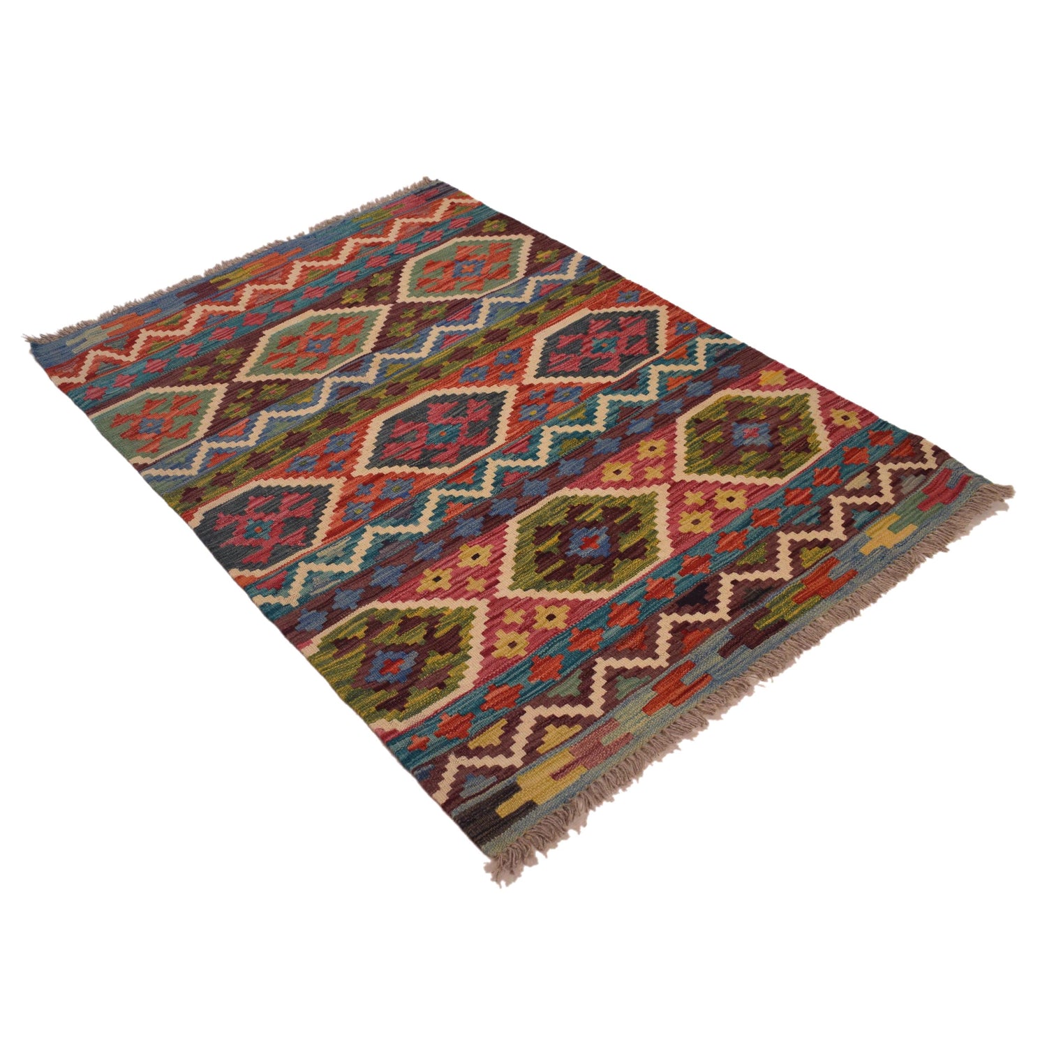 Handmade Vegetable Kilim 3' 2"  x 4' 7" (ft) - No. W34780