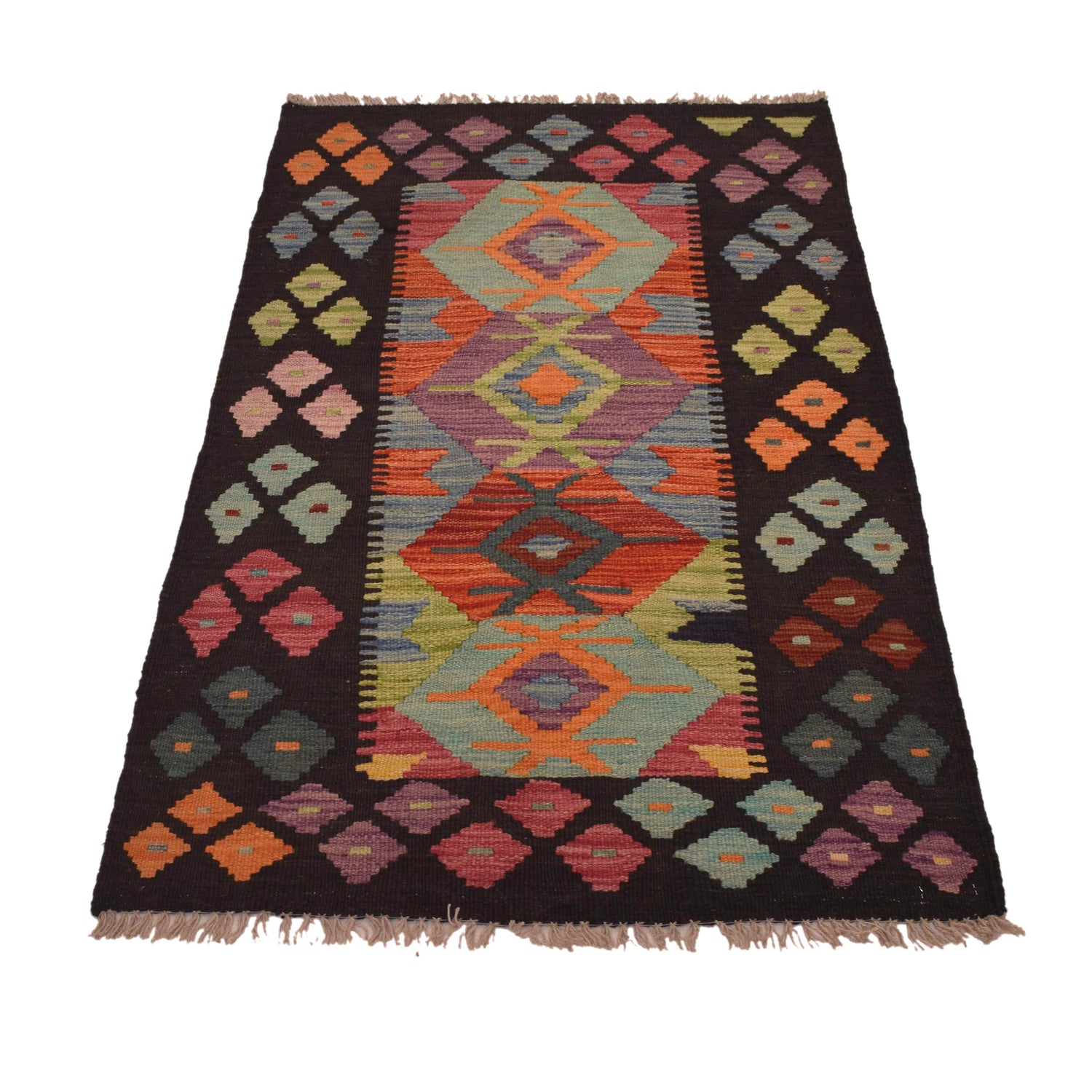 Handmade Vegetable Kilim 2' 4" x 4' 3" (ft) - No. W34793