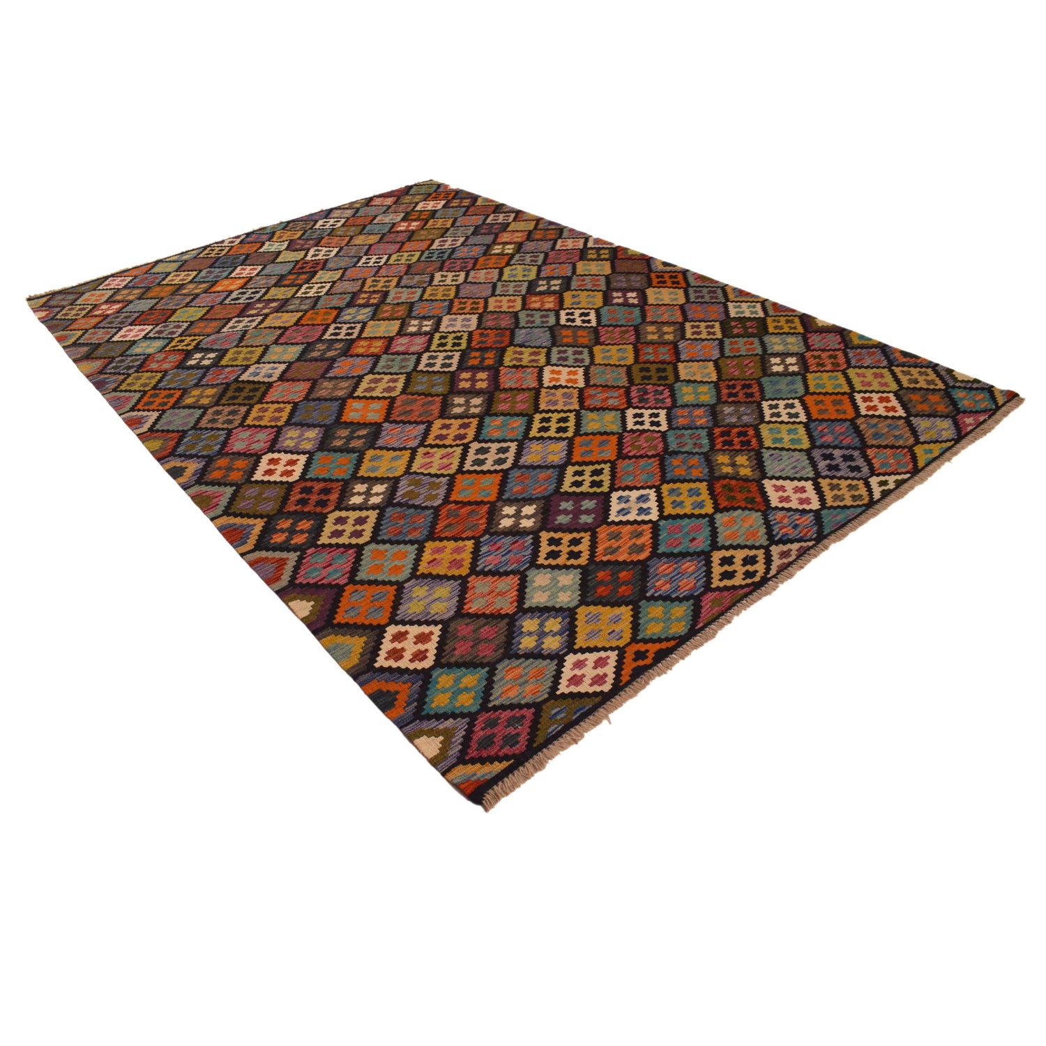 Handmade Vegetable Kilim 6' 8" x 9' 9" (ft) - No. W34806