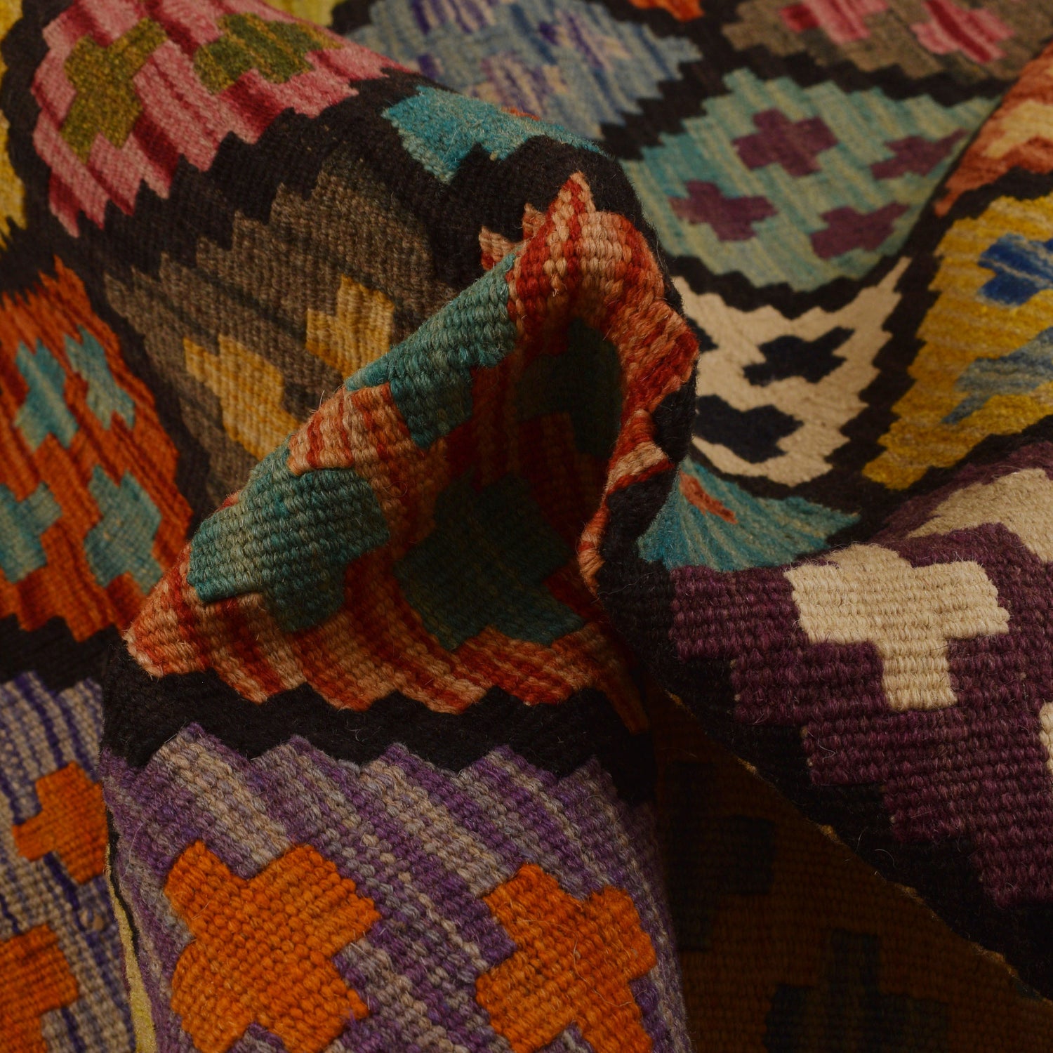 Handmade Vegetable Kilim 6' 8" x 9' 9" (ft) - No. W34806