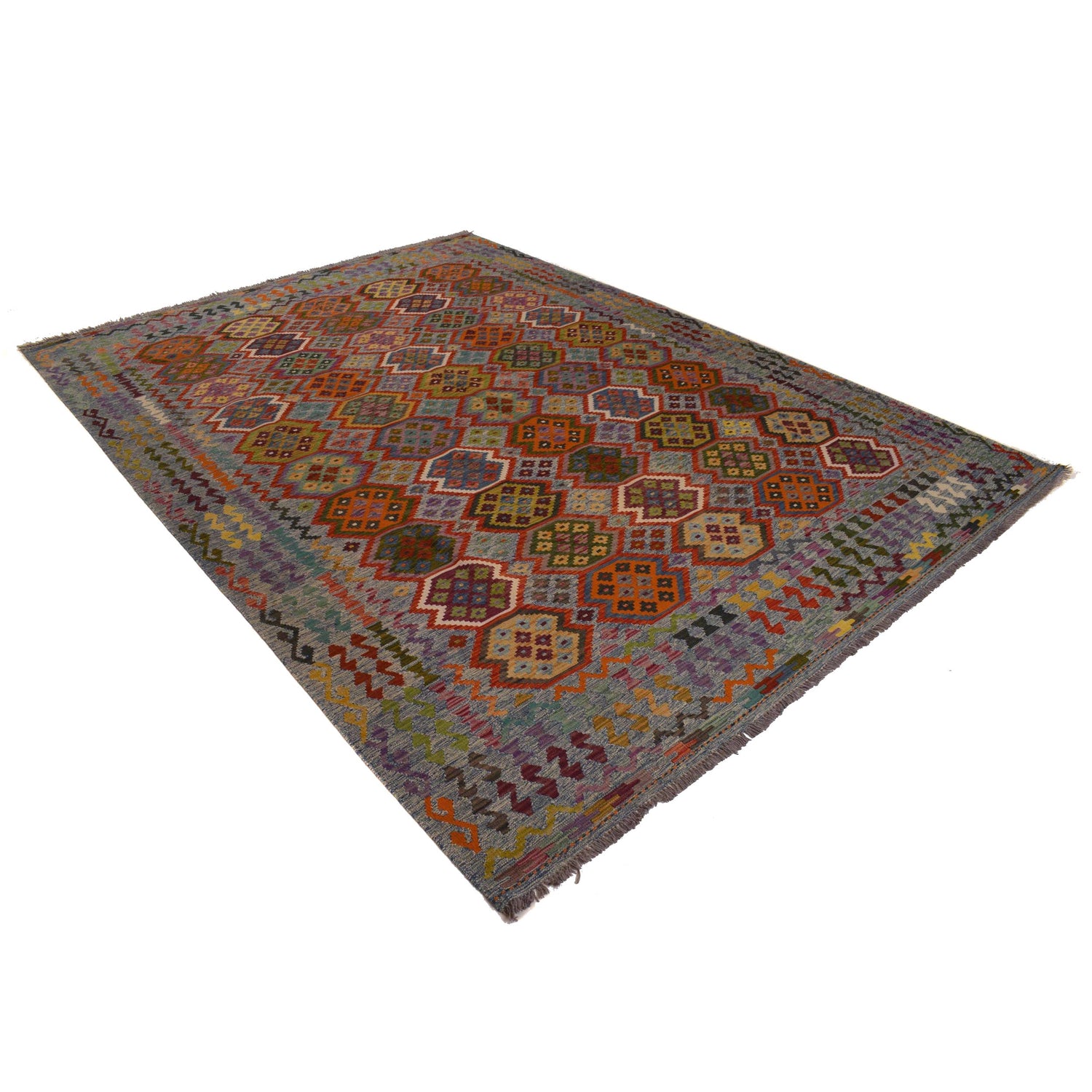 Handmade Vegetable Kelim 8' 2 x 11' 4 (ft) - No. W34807