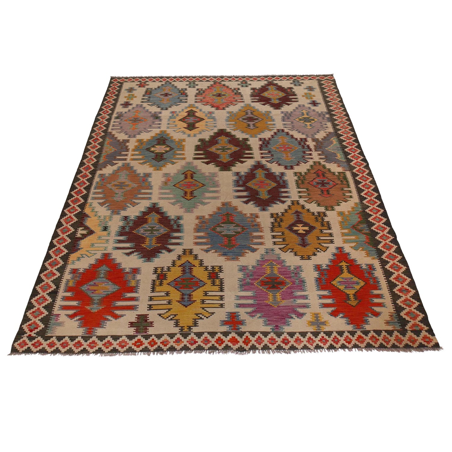 Handmade Vegetable Kilim 7' 10 x 11' 8 (ft) - No. W34814