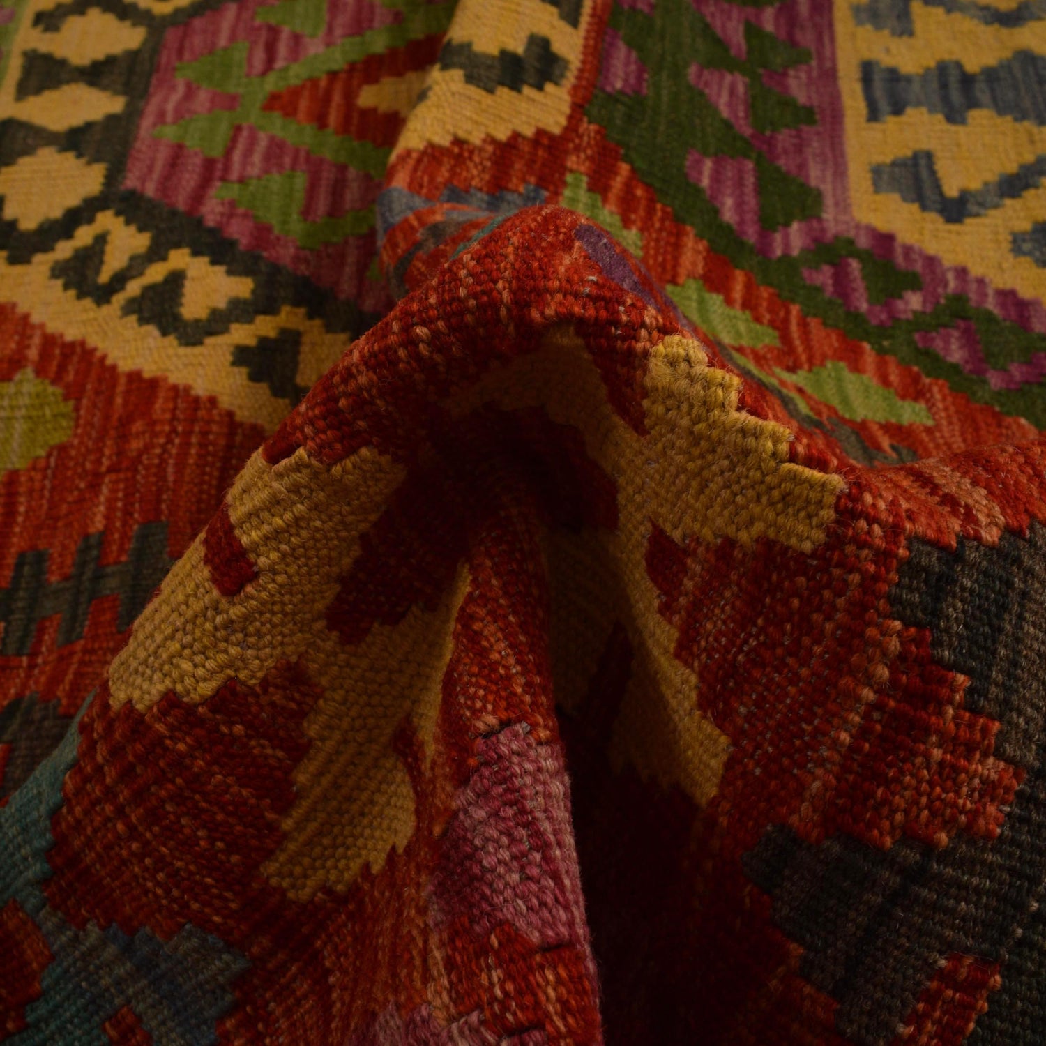 Handmade Vegetable Kilim 8' 6 x 11' 3 (ft) - No. W34818