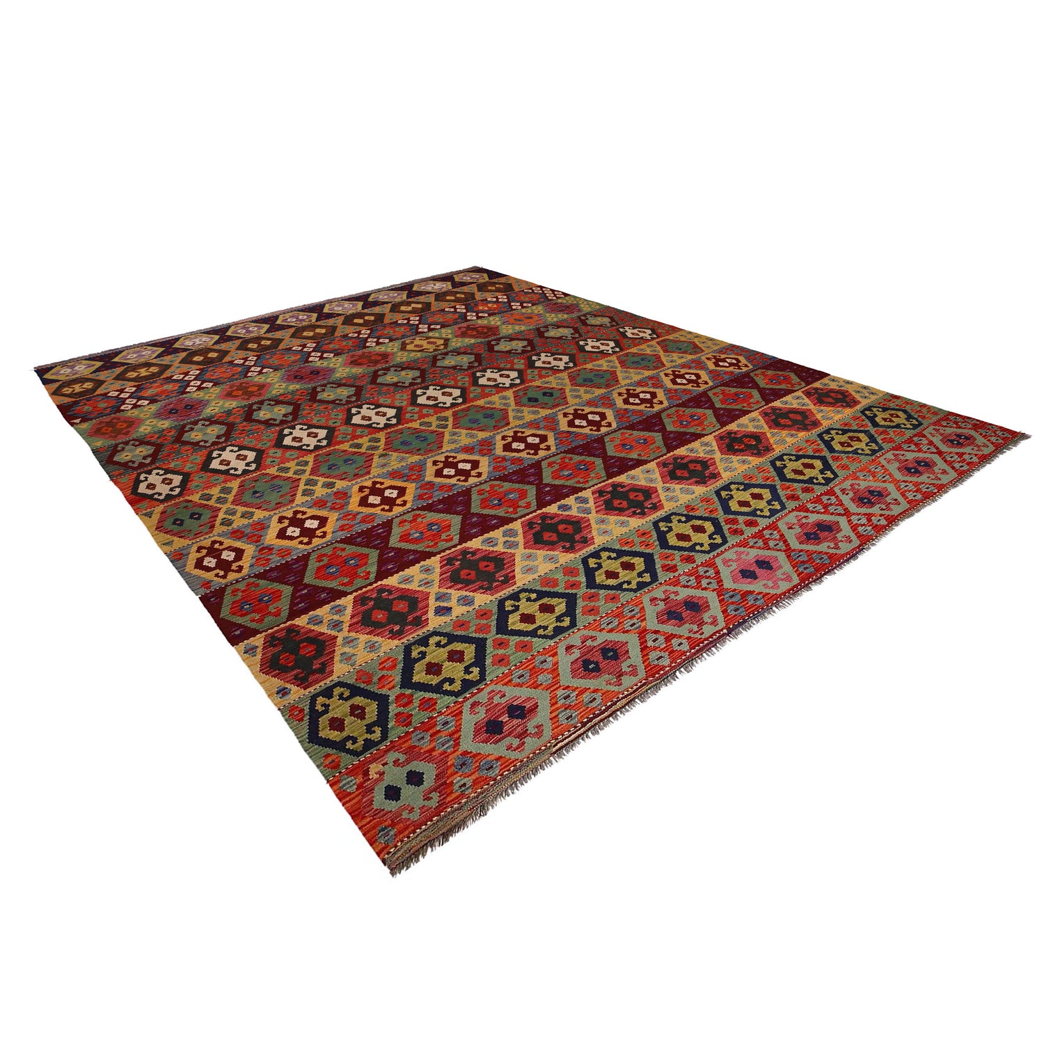 Handmade Vegetable Kelim 9' 7" x 13' 1" (ft) - No. W34820