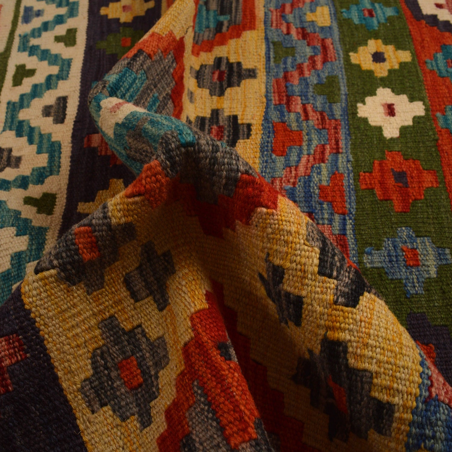 Handmade Vegetable Kelim 8' 2 x 11' 5 (ft) - No. W34822