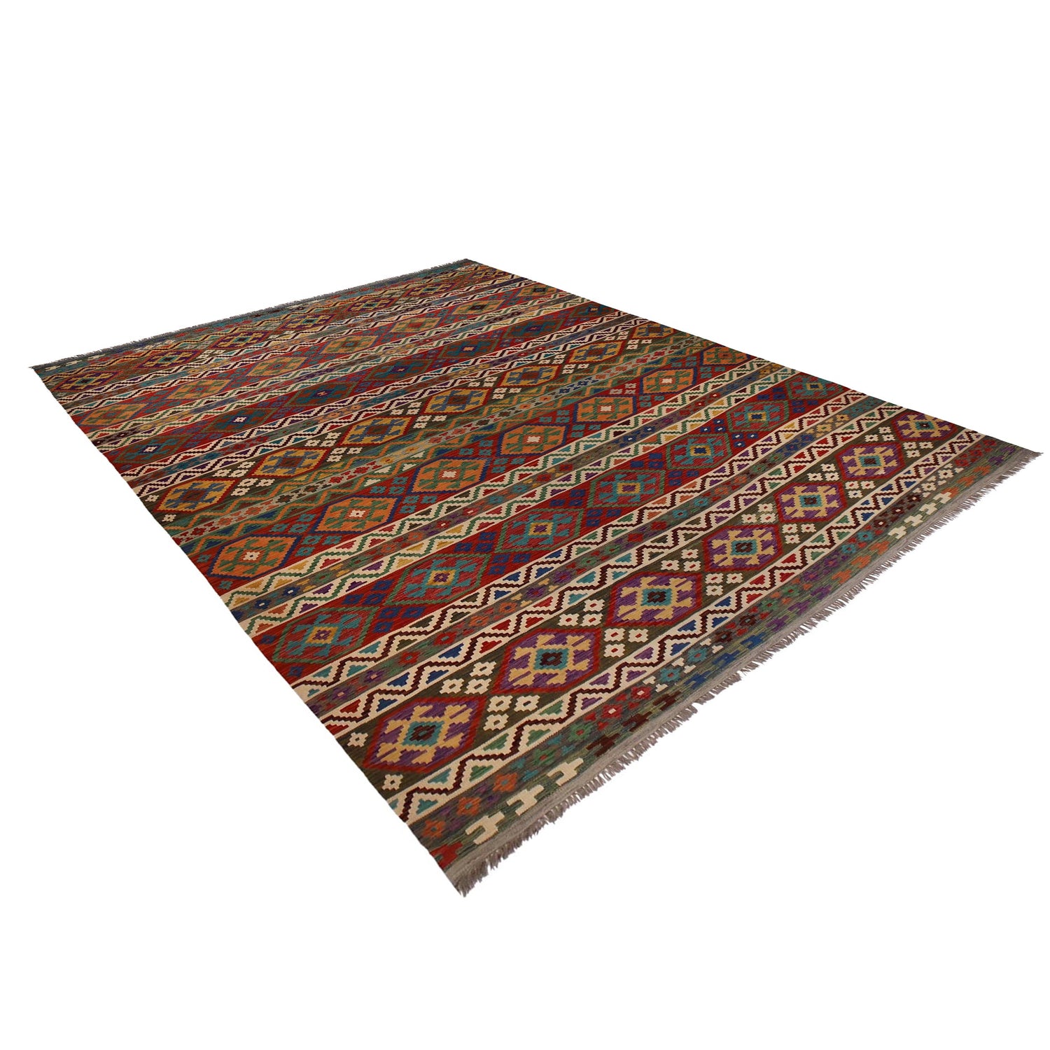 Handmade Vegetable Kilim 9' 7" x 12' 10" (ft) - No. W34823