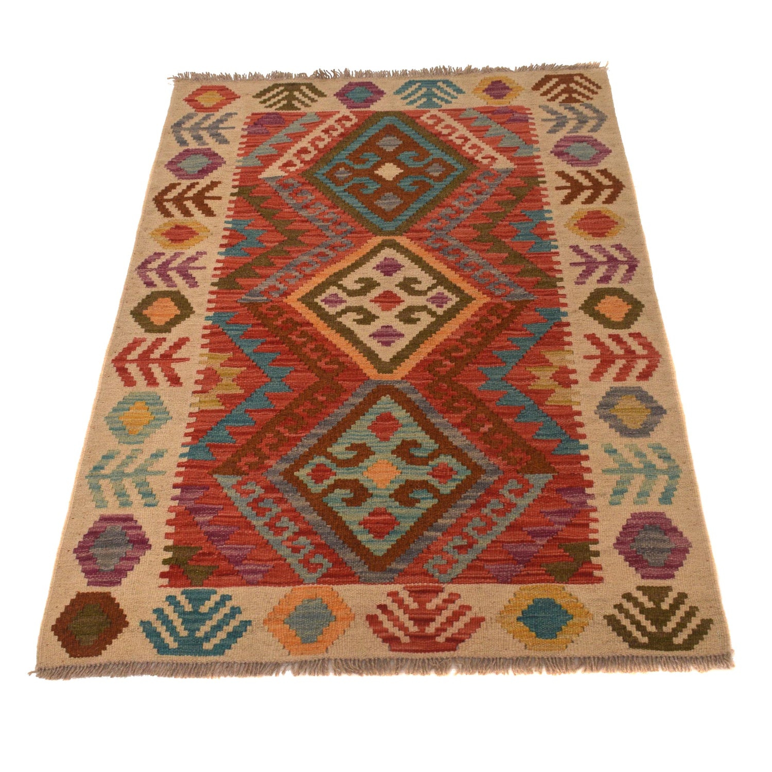 Handmade Vegetable Kilim 2' 9" x 4' 3" (ft) - No. W34835