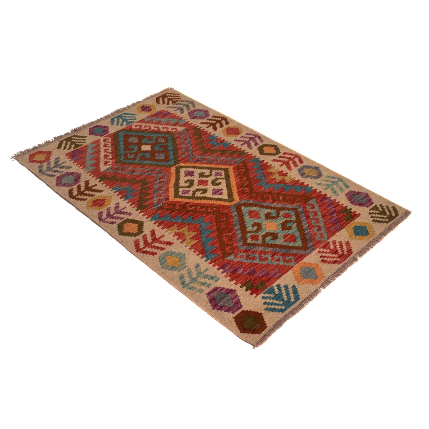 Handmade Vegetable Kilim 2' 9" x 4' 3" (ft) - No. W34835