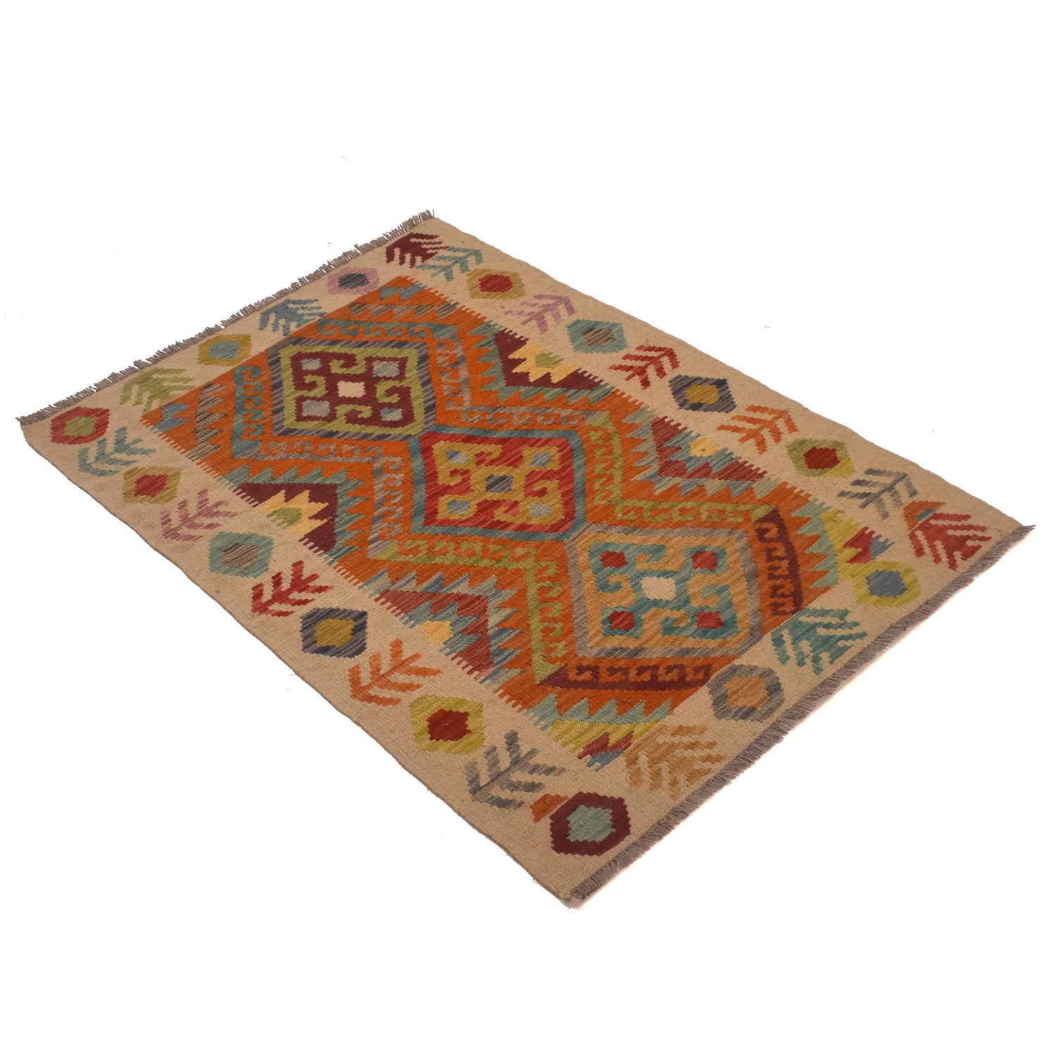 Handmade Vegetable Kilim 2' 8" x 3' 11" (ft) - No. W34840